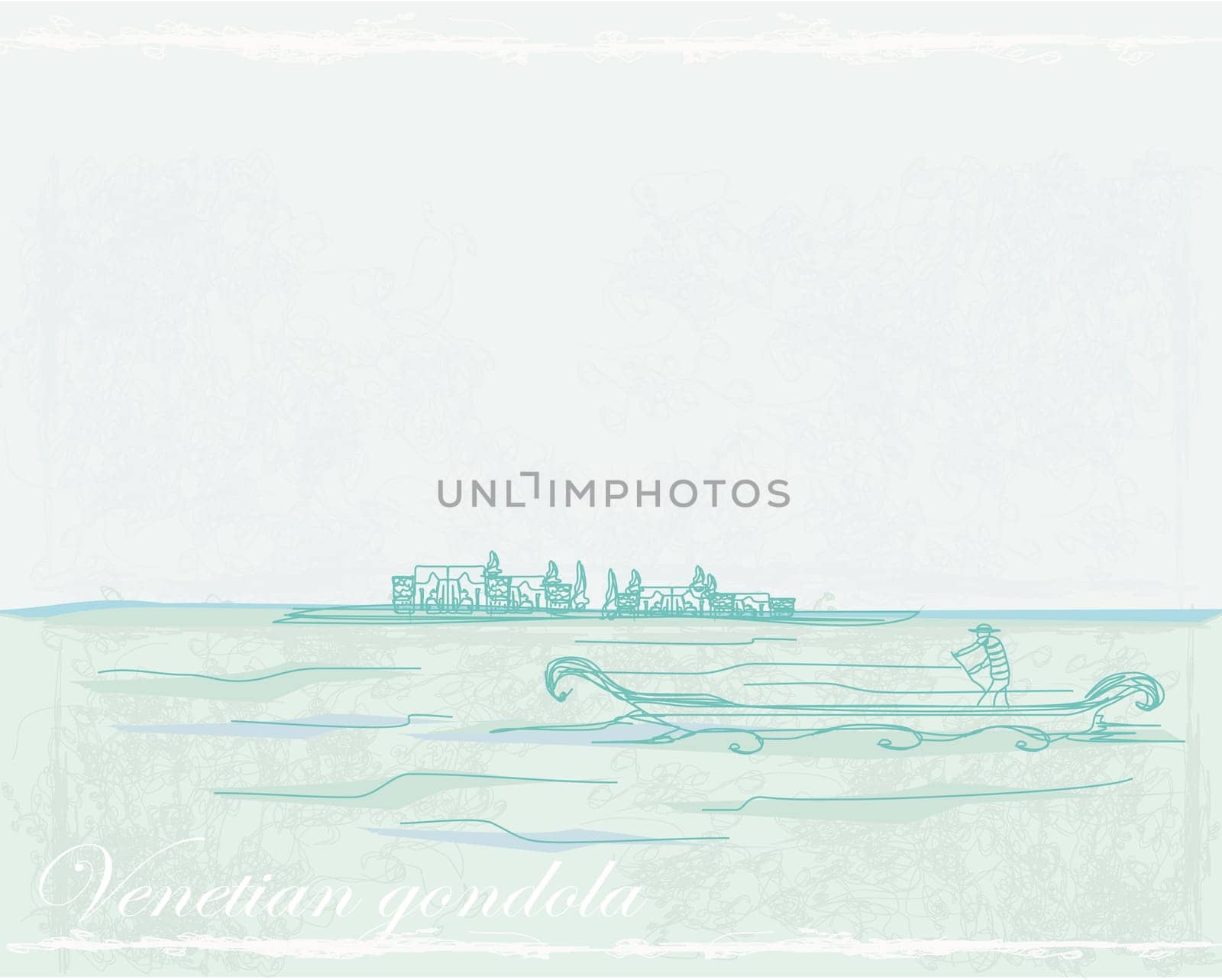 Venetian gondola. retro style card. vector illustration.