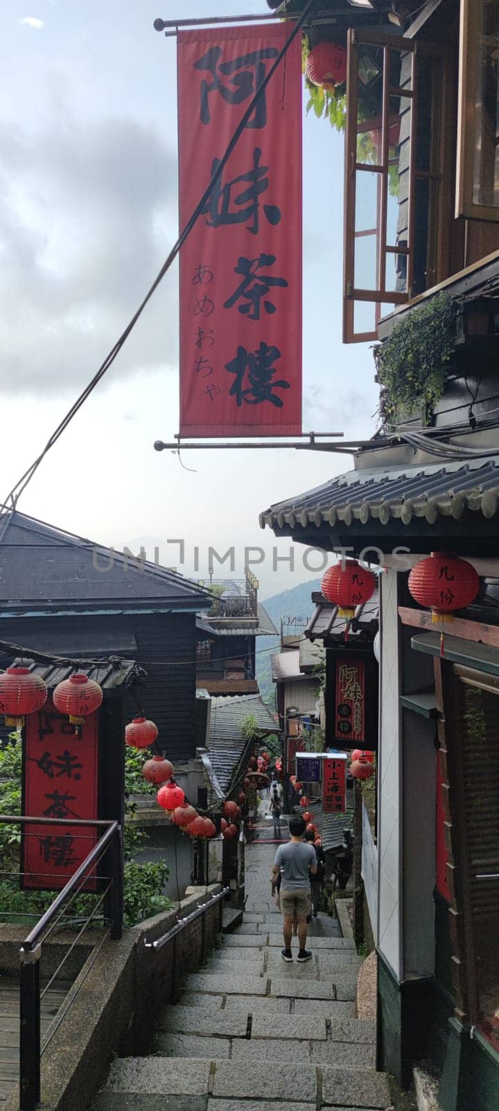 Jioufen village, Taipei - APR 24, 2022 : Beatutiful view of Jioufen village, New Taipei City, Taiwan