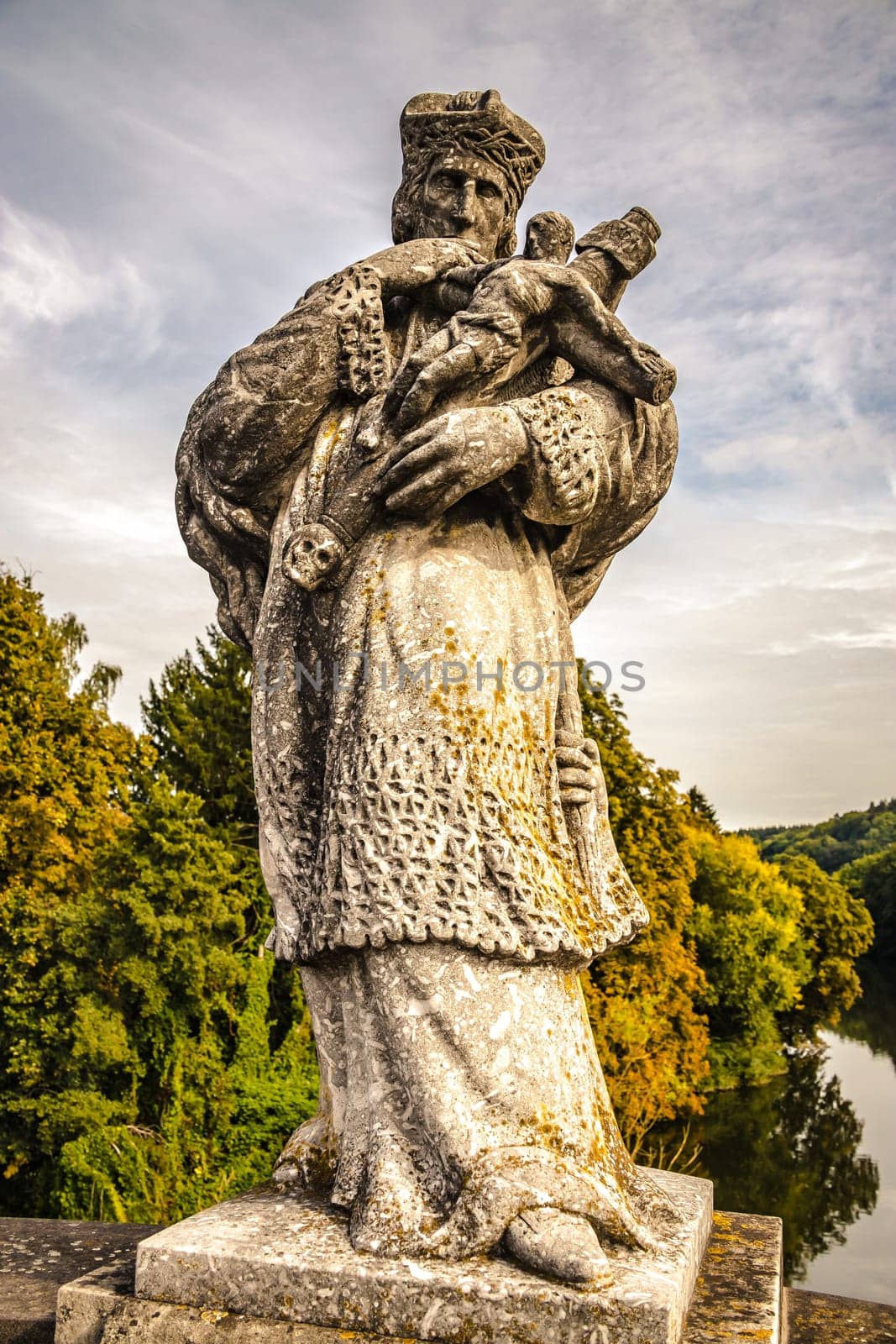 Statue of St.John of Nepomuk on the Old Lahn Bridge in Limburg an der Lahn, Hesse, Germany