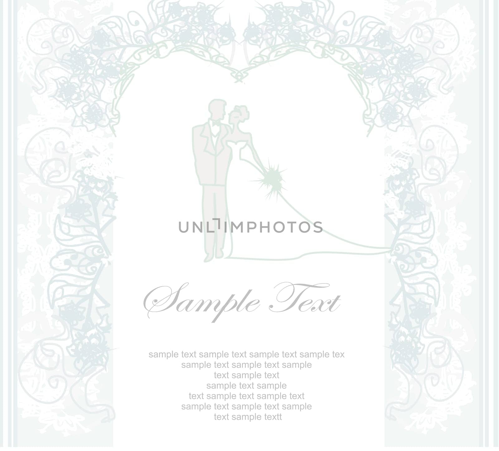 elegant wedding invitation with wedding couple
