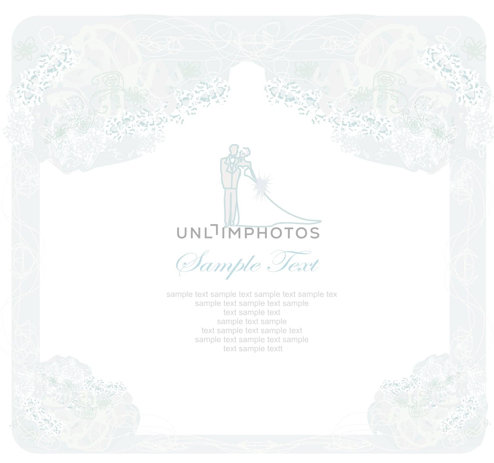 elegant wedding invitation with wedding couple