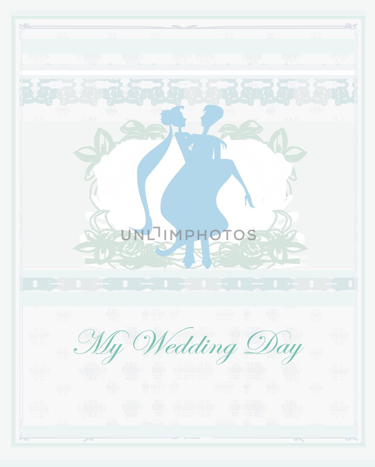 elegant wedding invitation with wedding couple