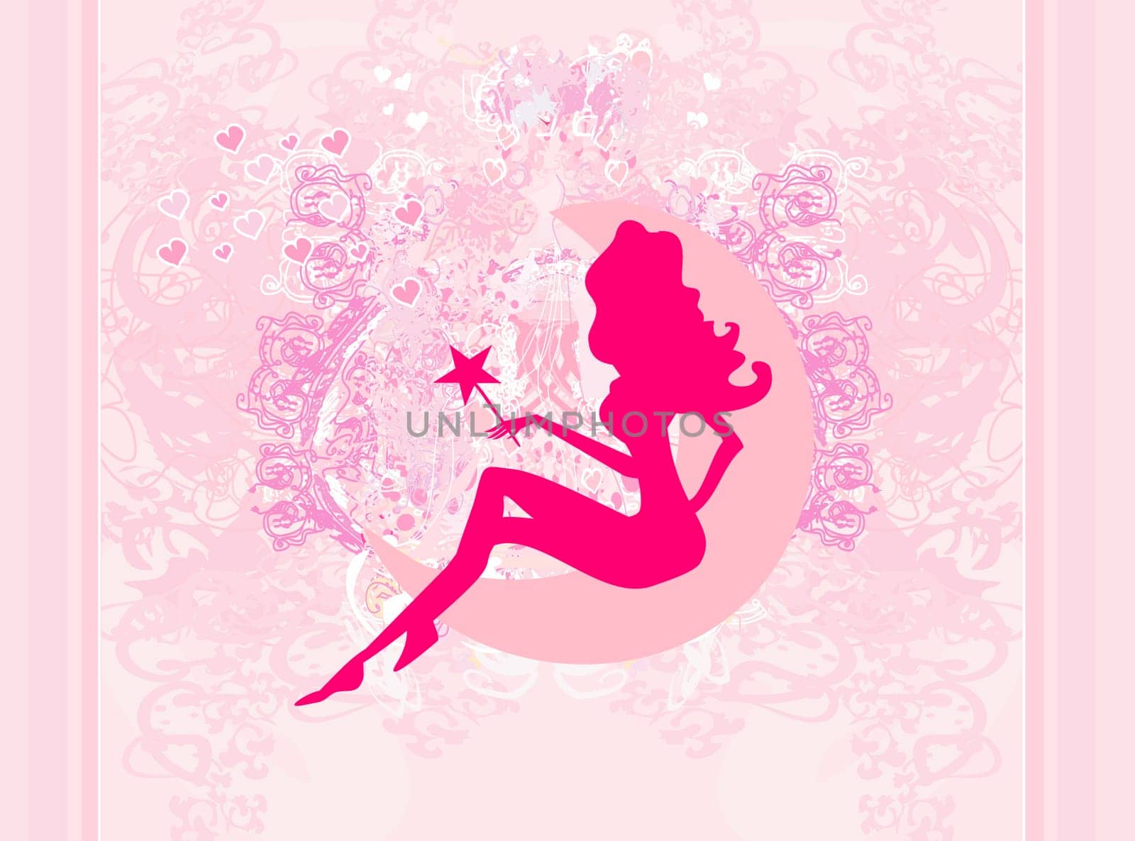 floral background with a beautiful fairy