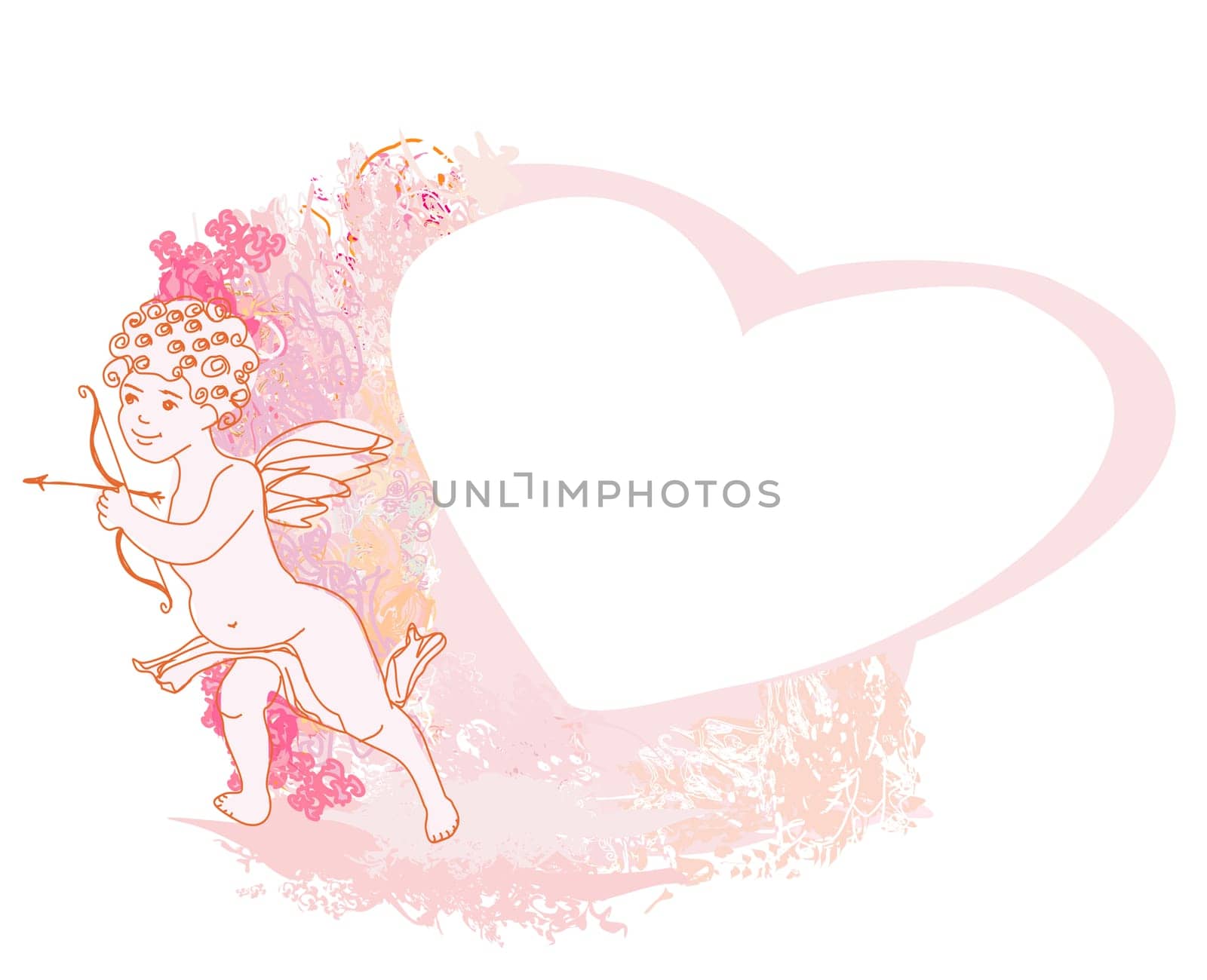 happy valentines day card with cupid
