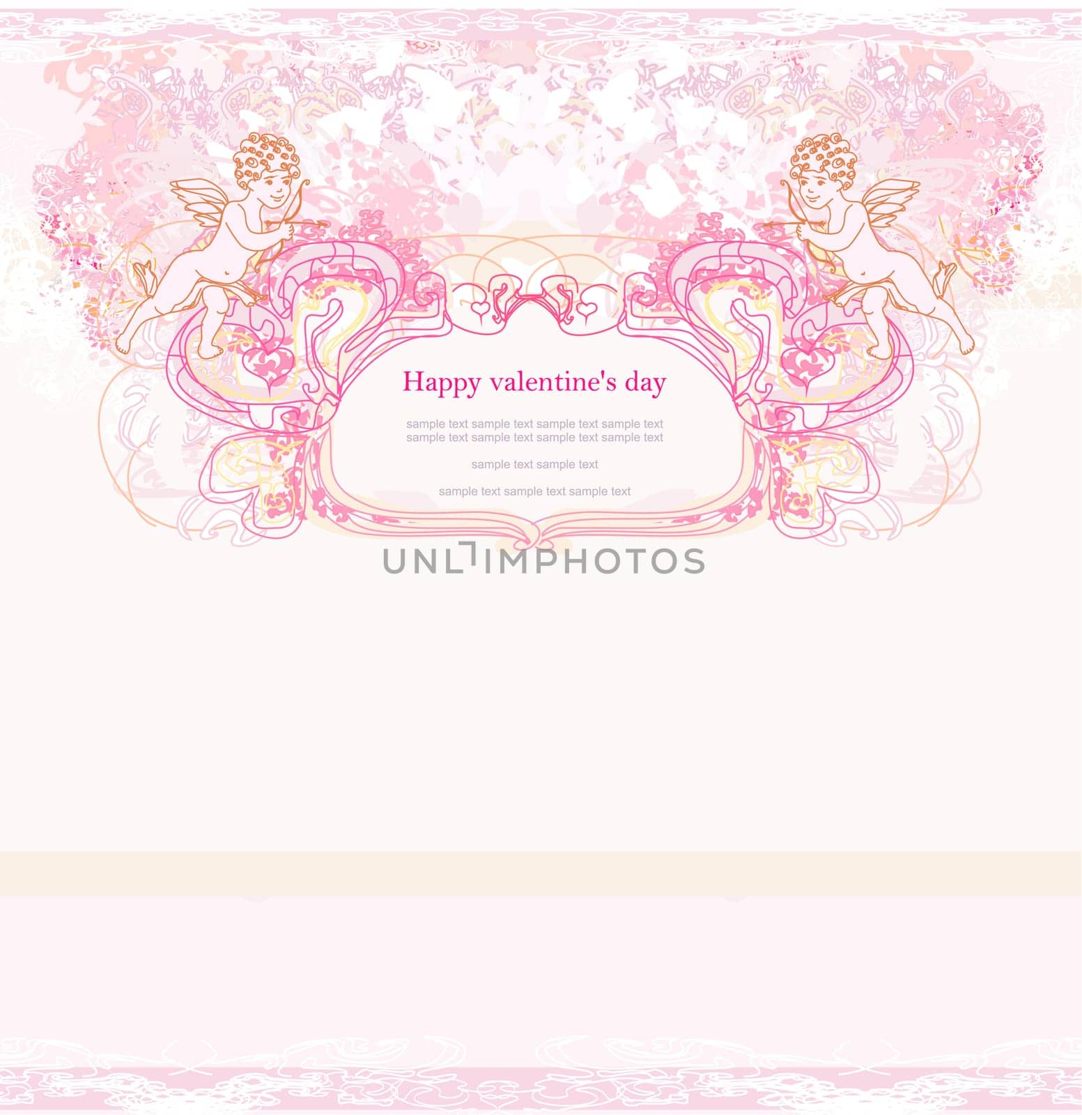 happy valentines day card with cupids