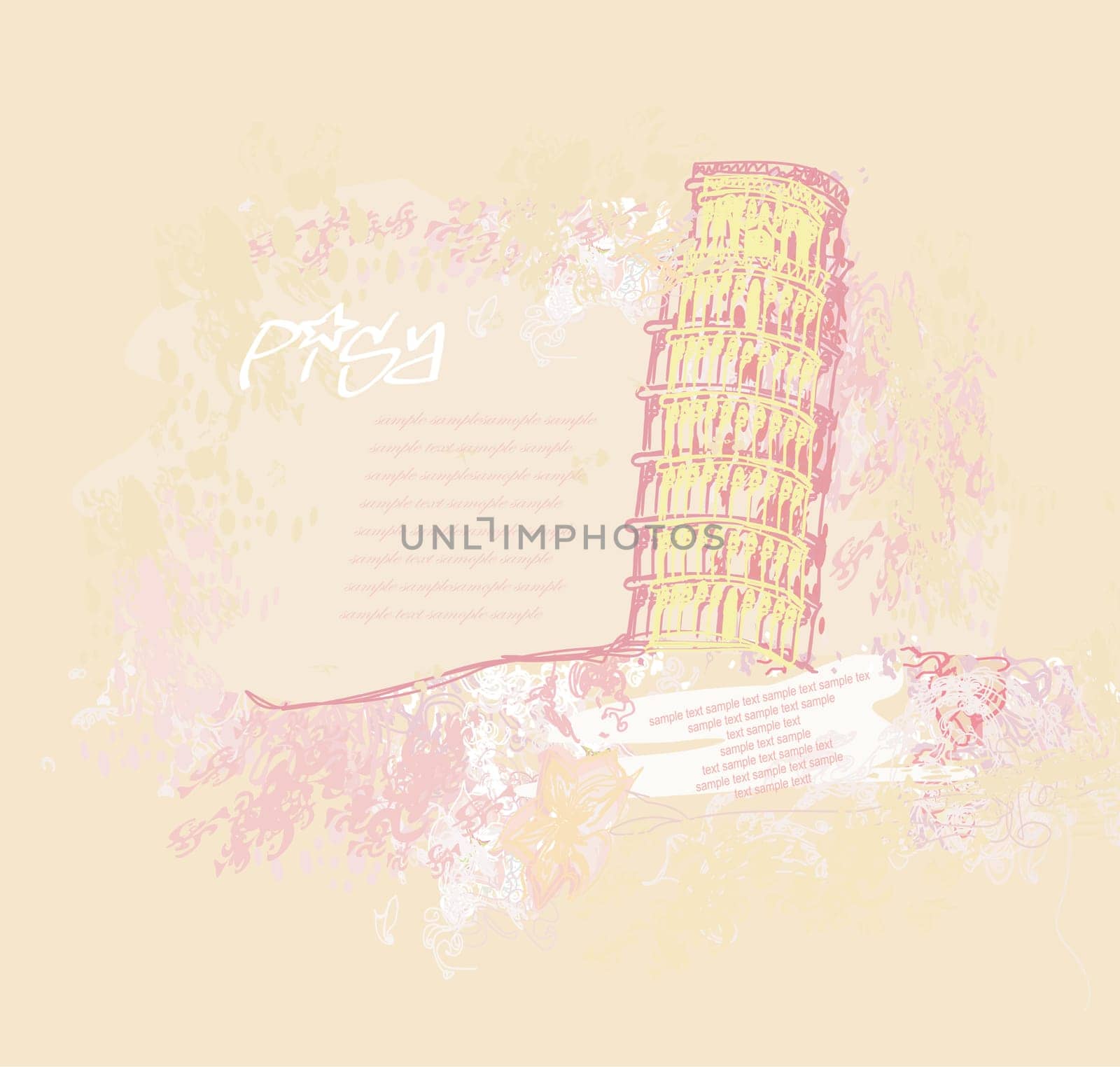 vector pisa tower grunge background