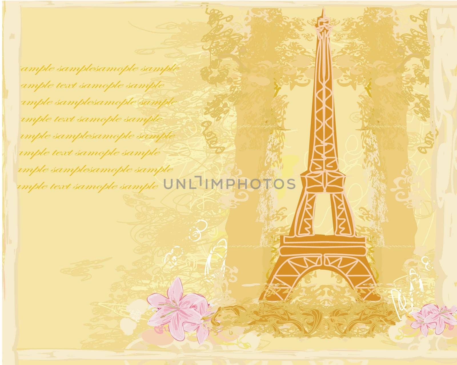 Eiffel tower artistic background. Vector illustration.