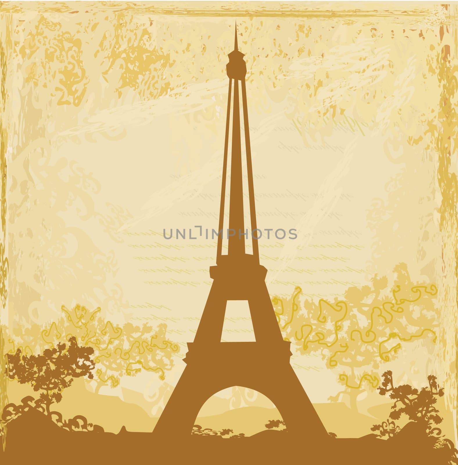 Eiffel tower artistic background. Vector illustration.