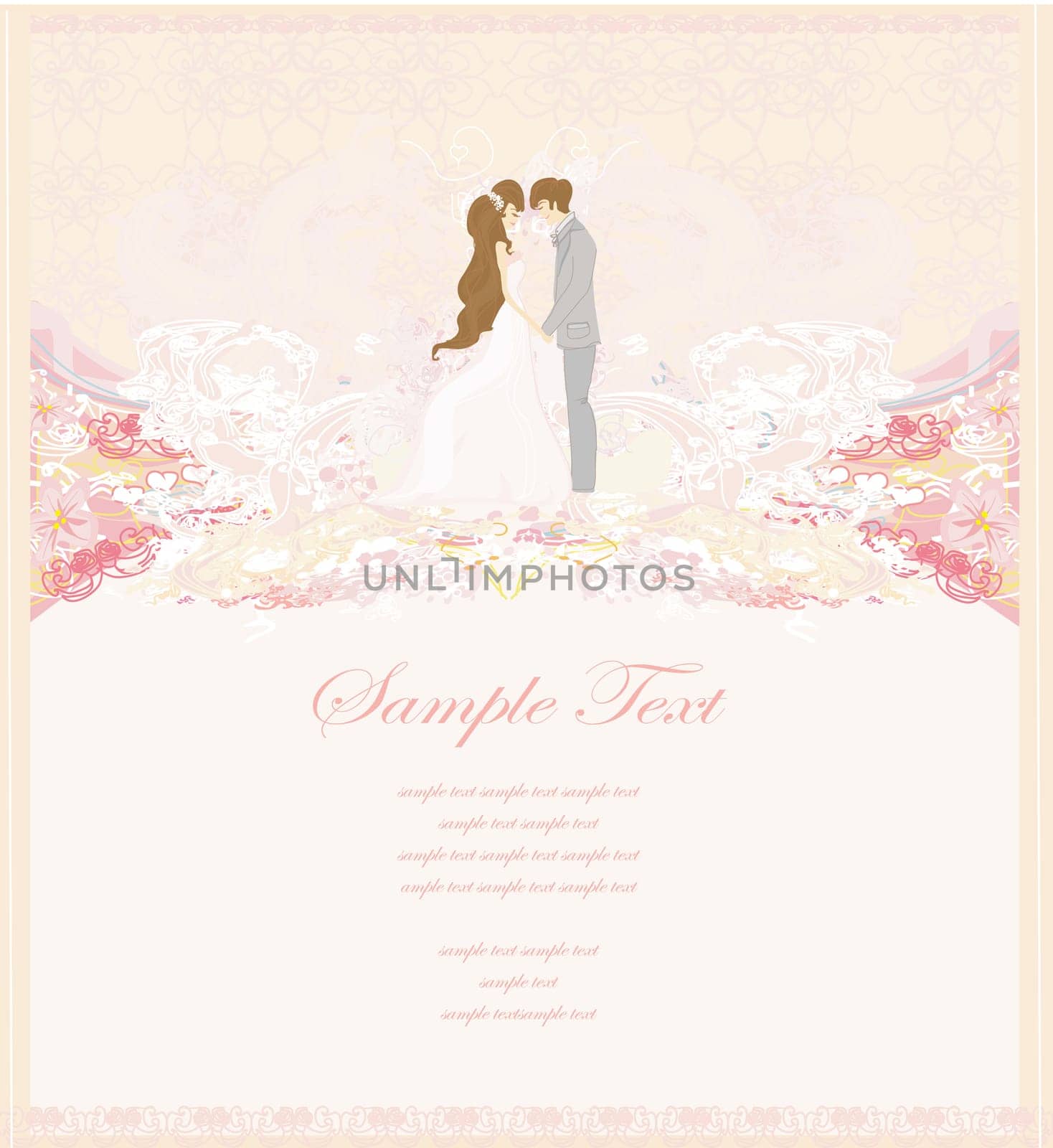 elegant wedding invitation with wedding couple