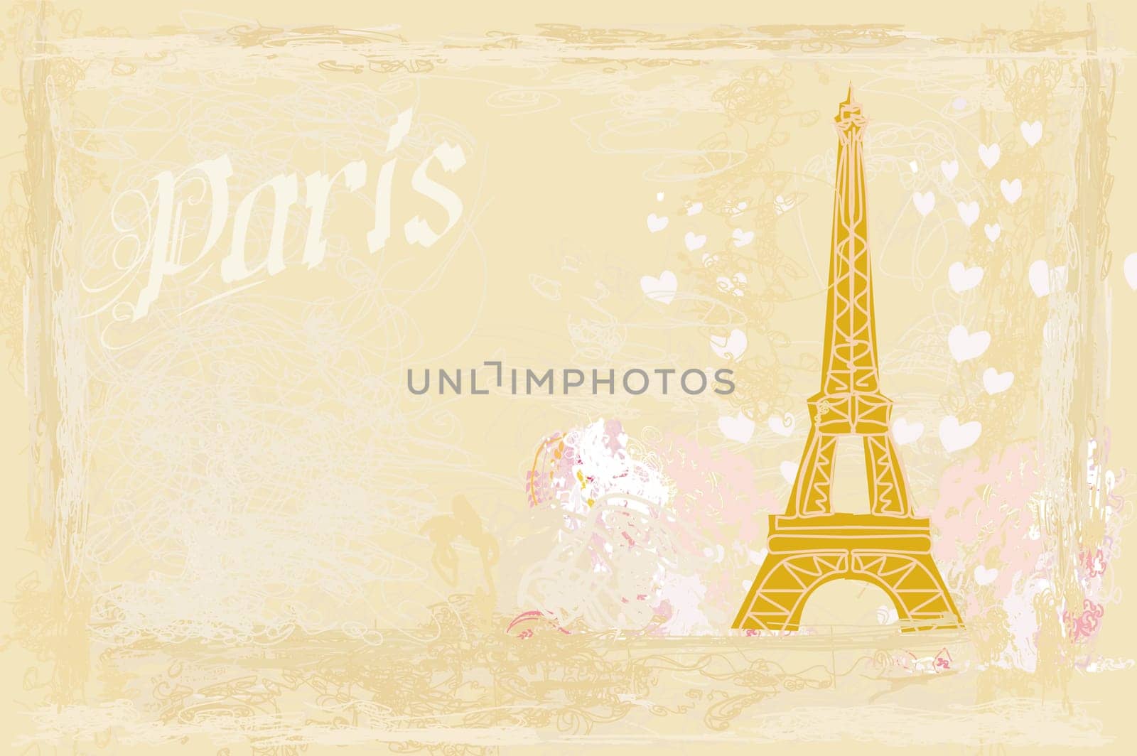 Eiffel tower artistic background. Vector illustration.