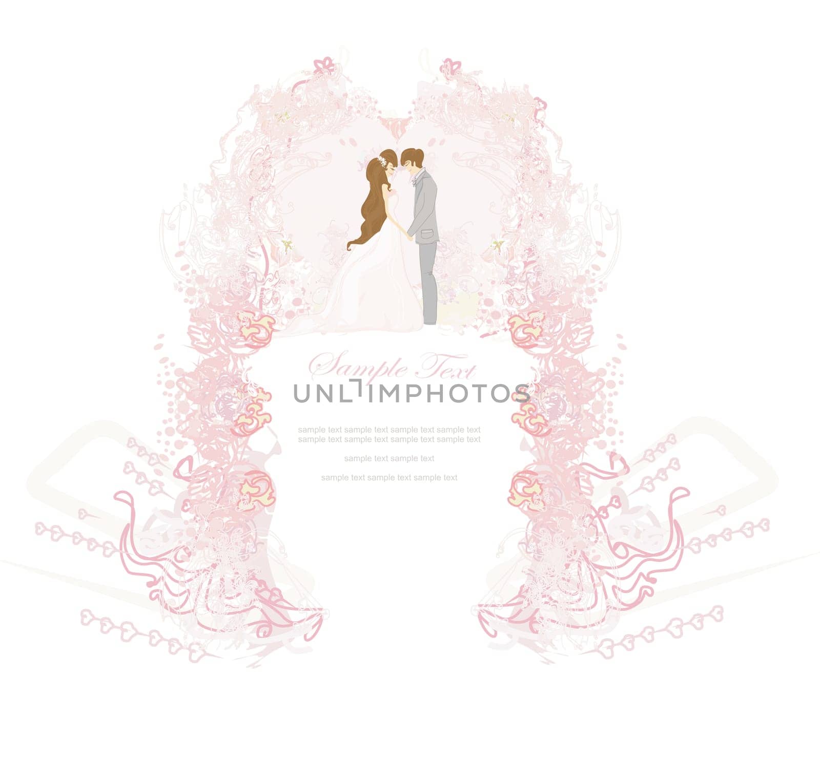 elegant wedding invitation with wedding couple