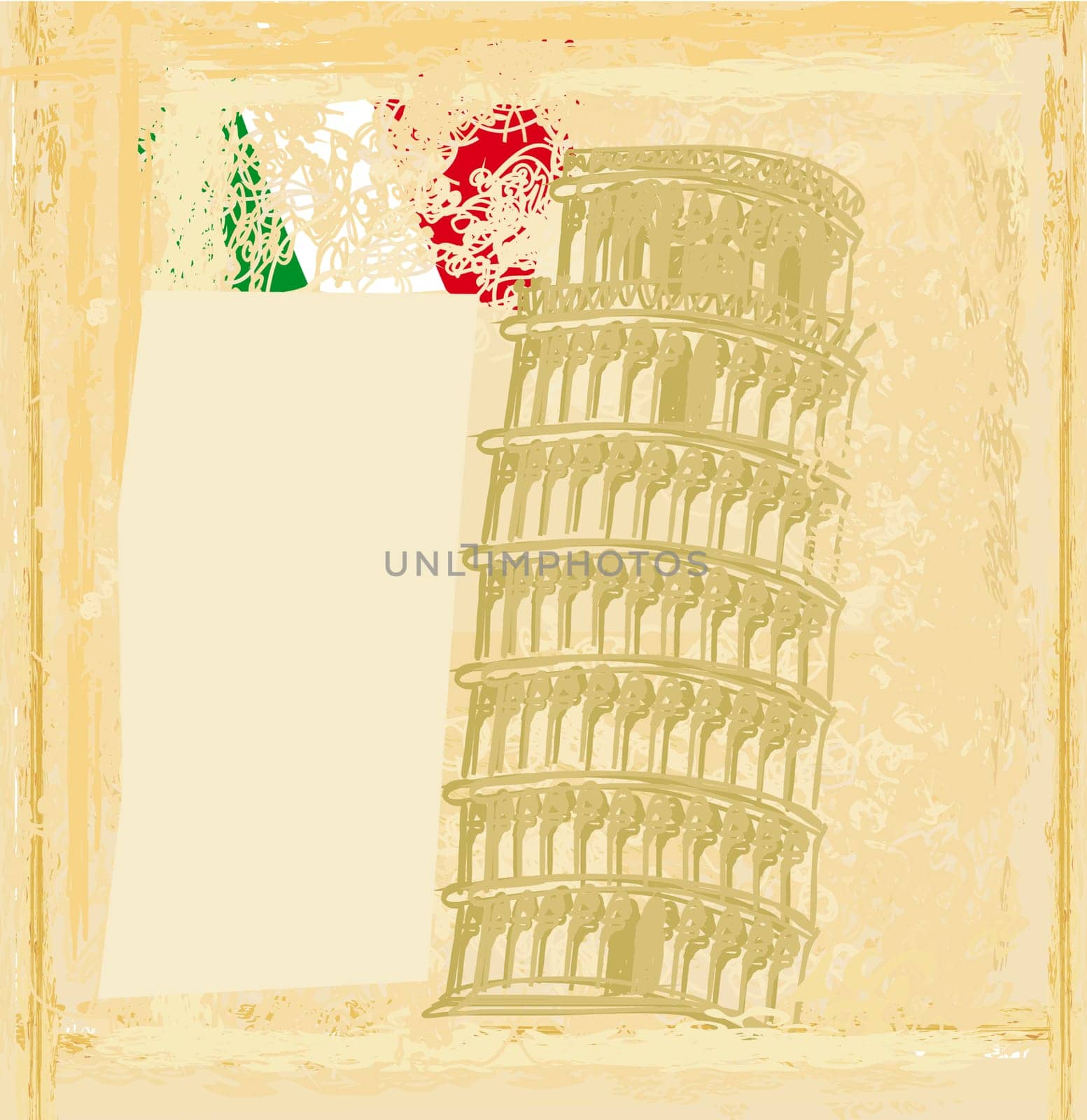 vector pisa tower grunge background