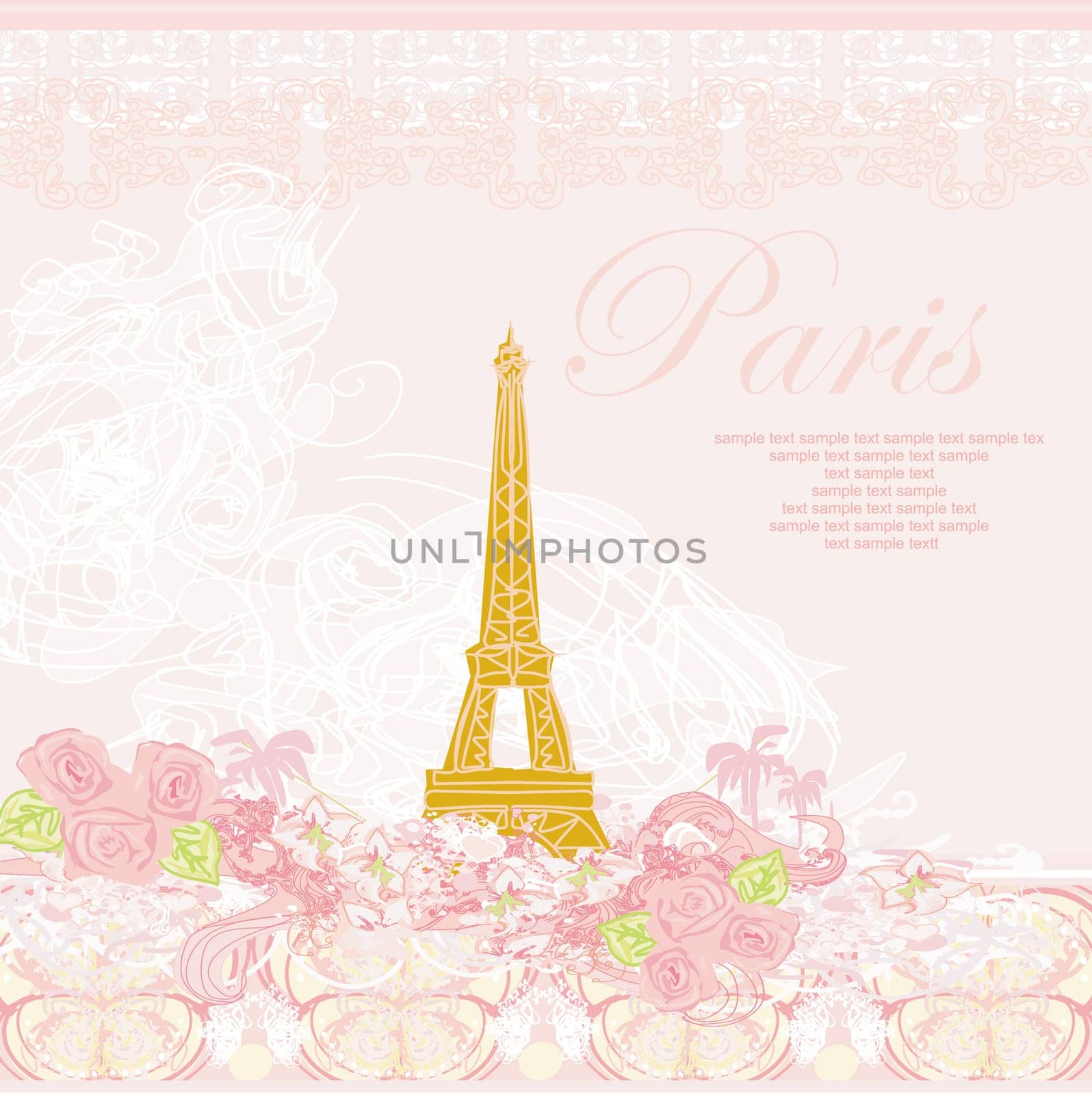 Eiffel tower artistic background. Vector illustration.