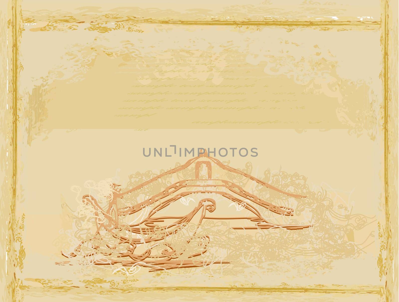 Venetian gondola retro style card vector illustration
