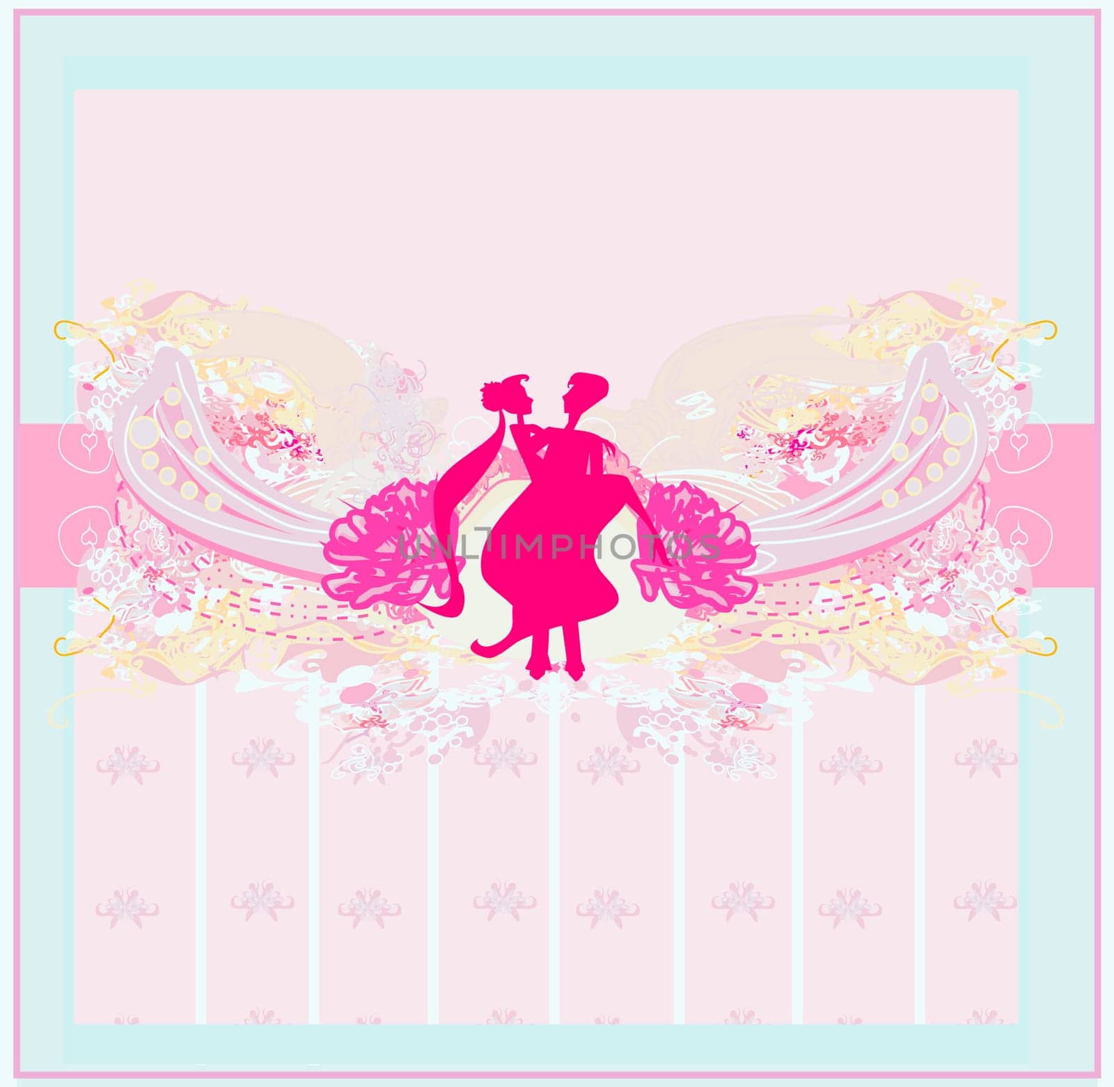elegant wedding invitation with wedding couple