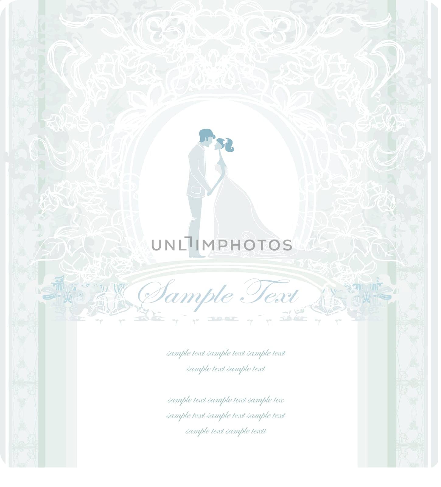 elegant wedding invitation with wedding couple