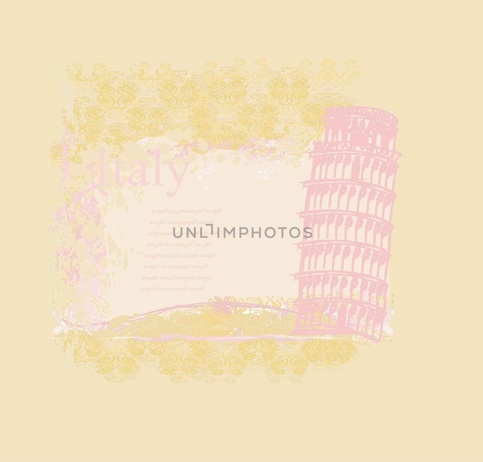 vector pisa tower grunge background