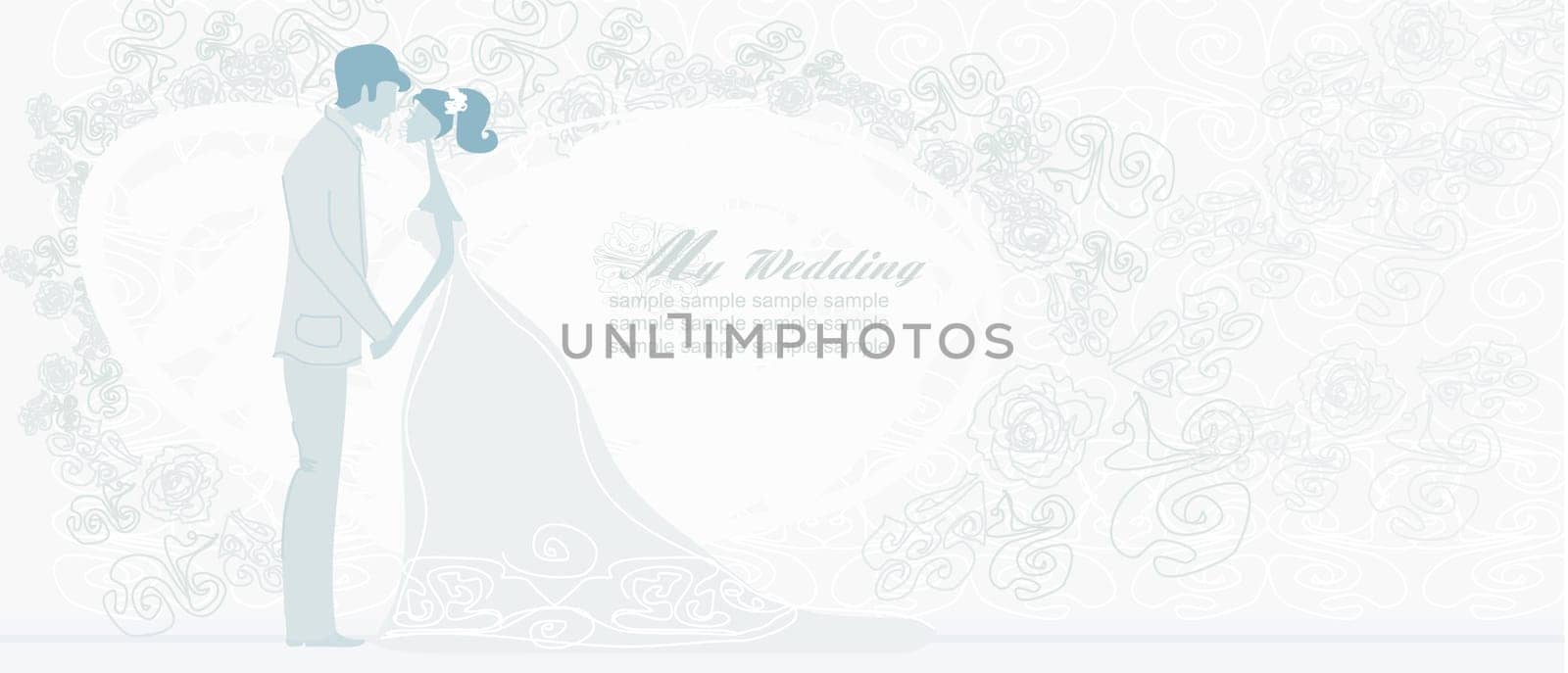 elegant wedding invitation with wedding couple
