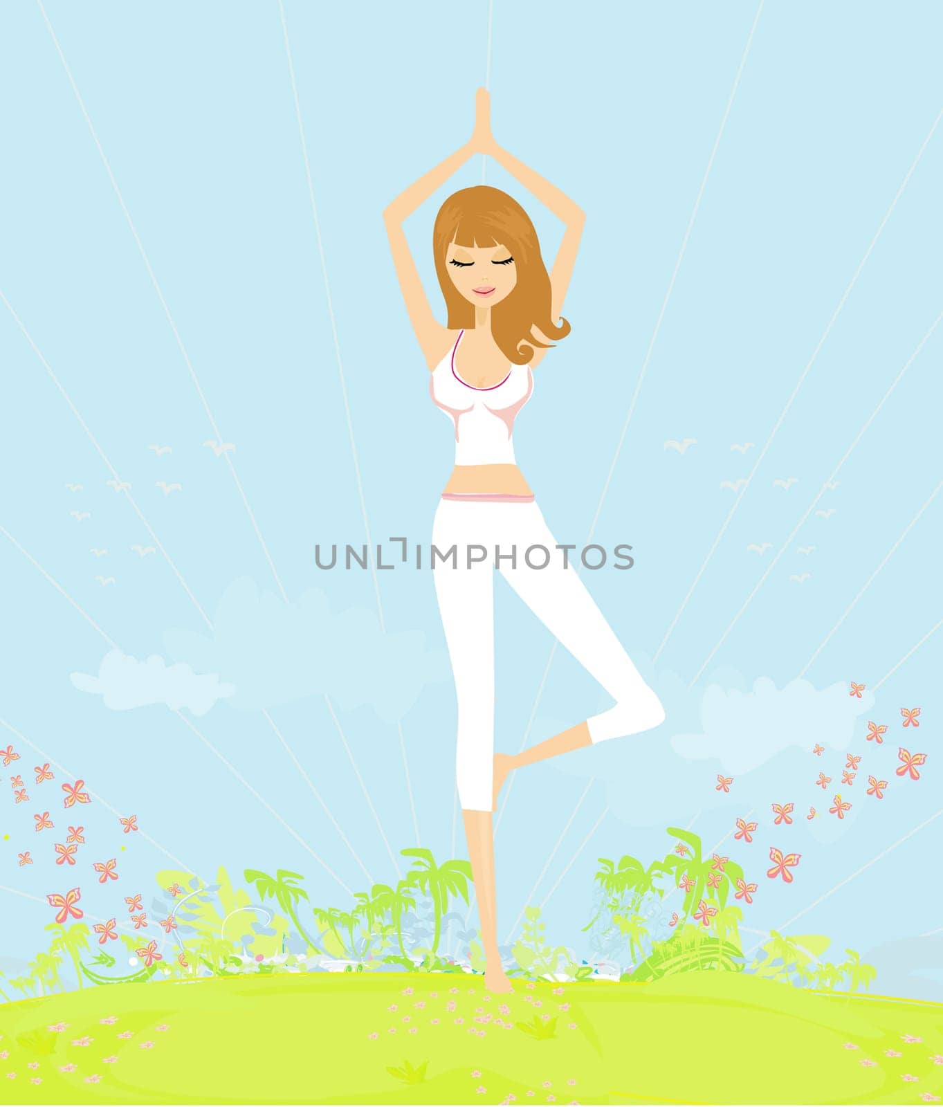 woman in a traditional yoga pose vector illustration