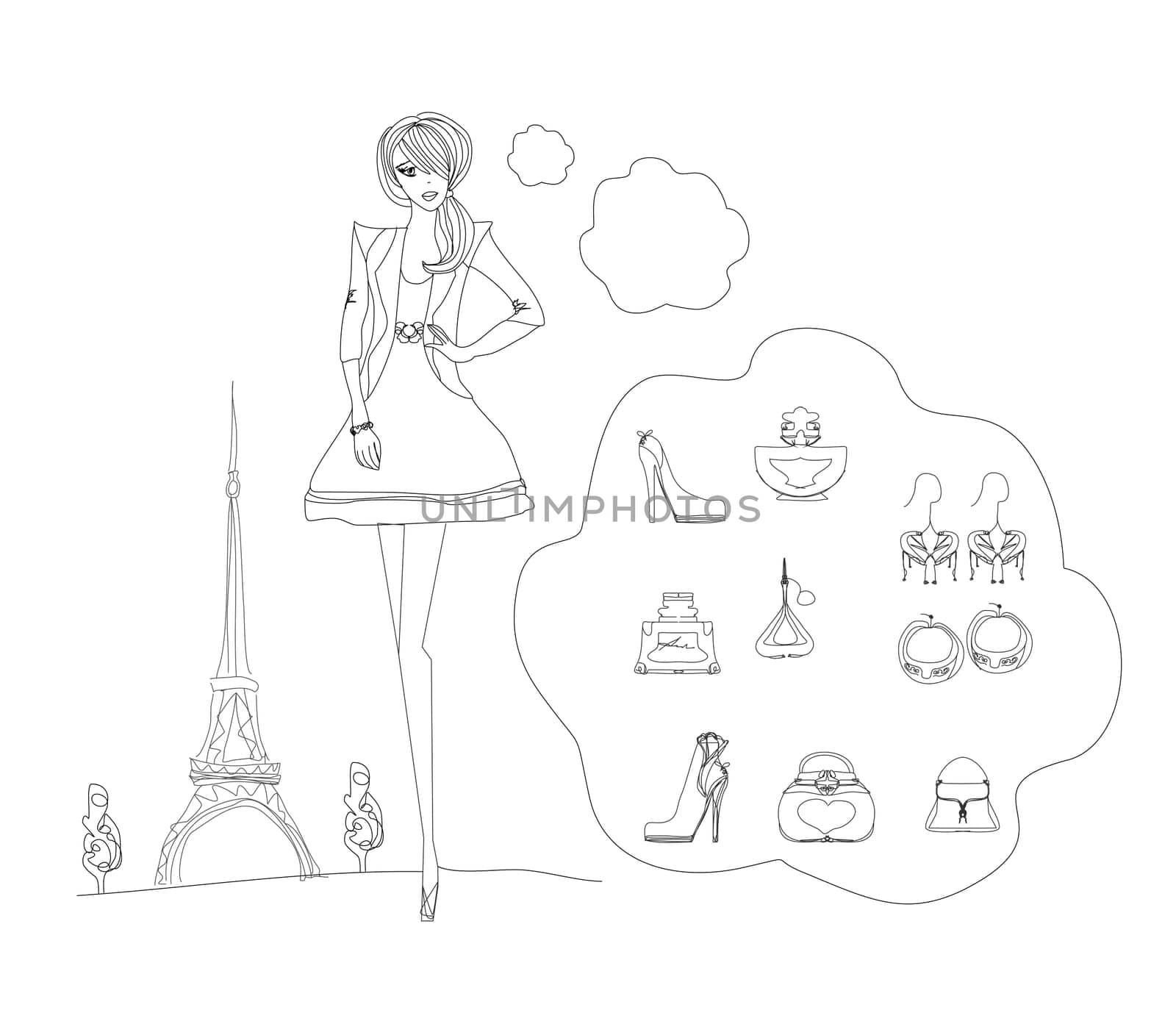 Paris fashion doodles set