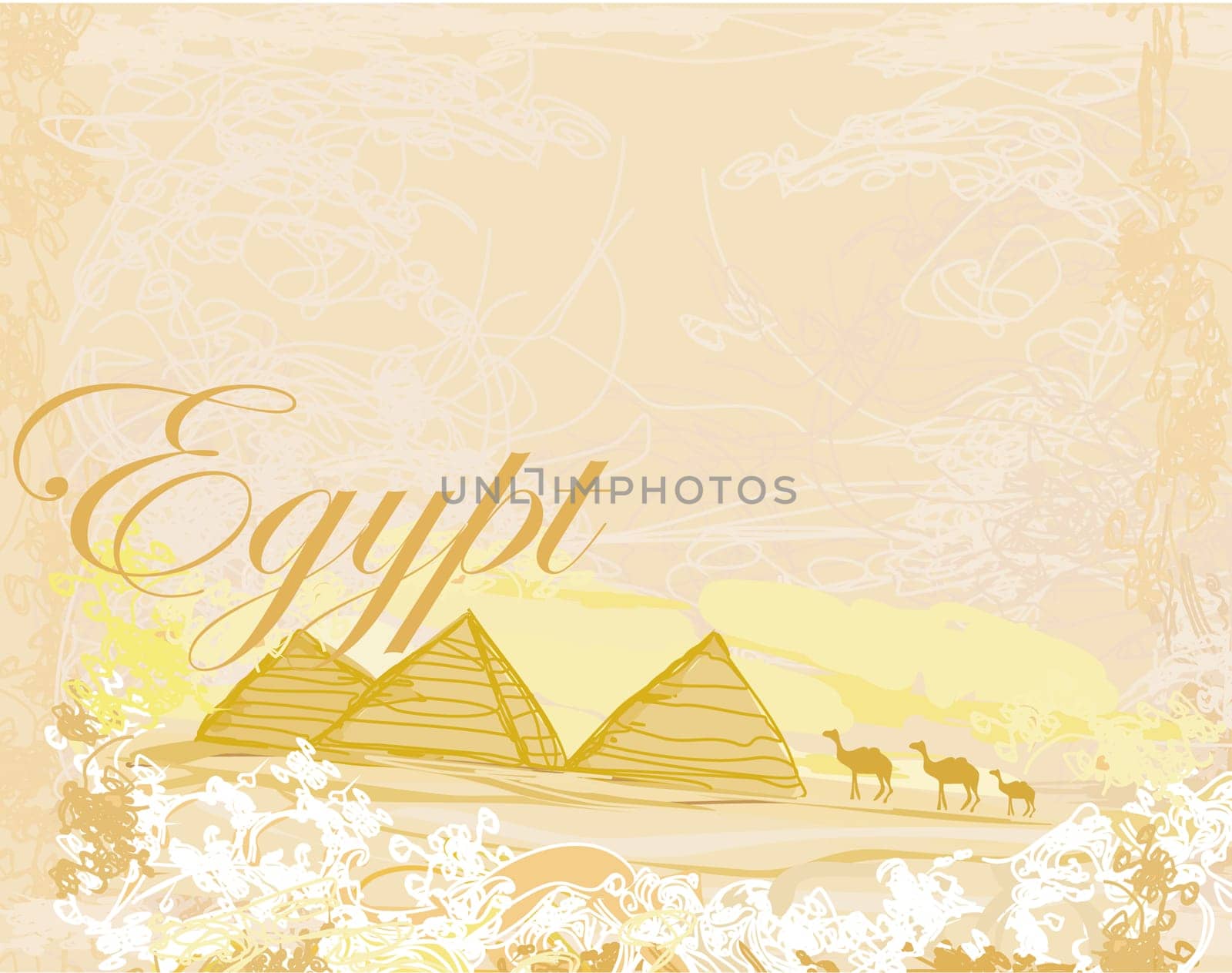 old paper with pyramids giza
