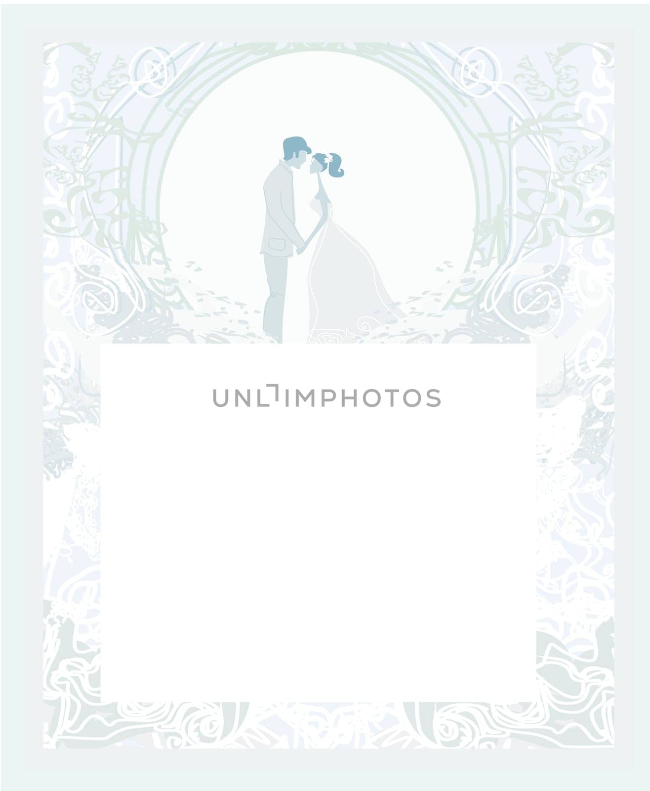 elegant wedding invitation with wedding couple