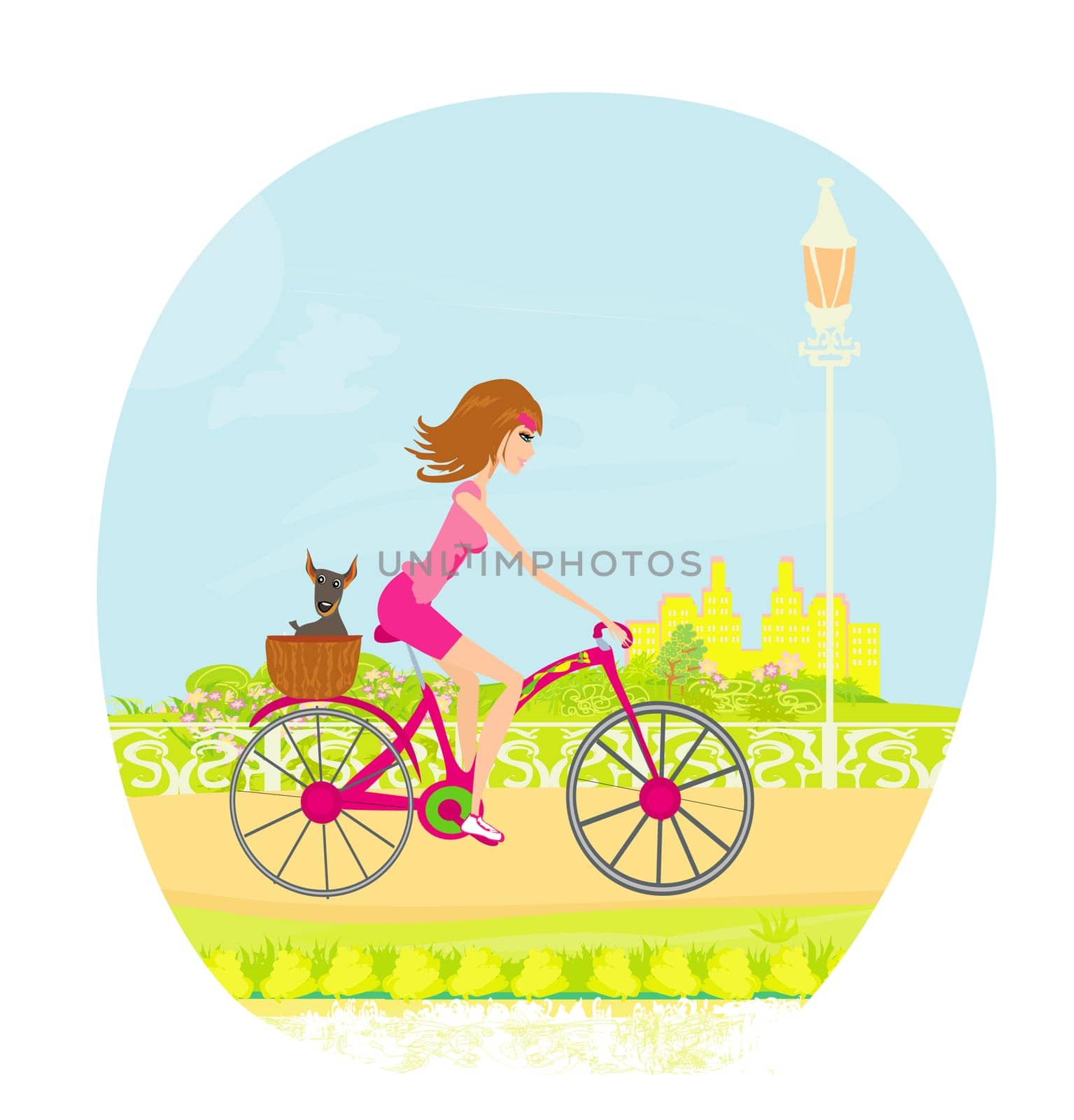 woman riding a bike in the city