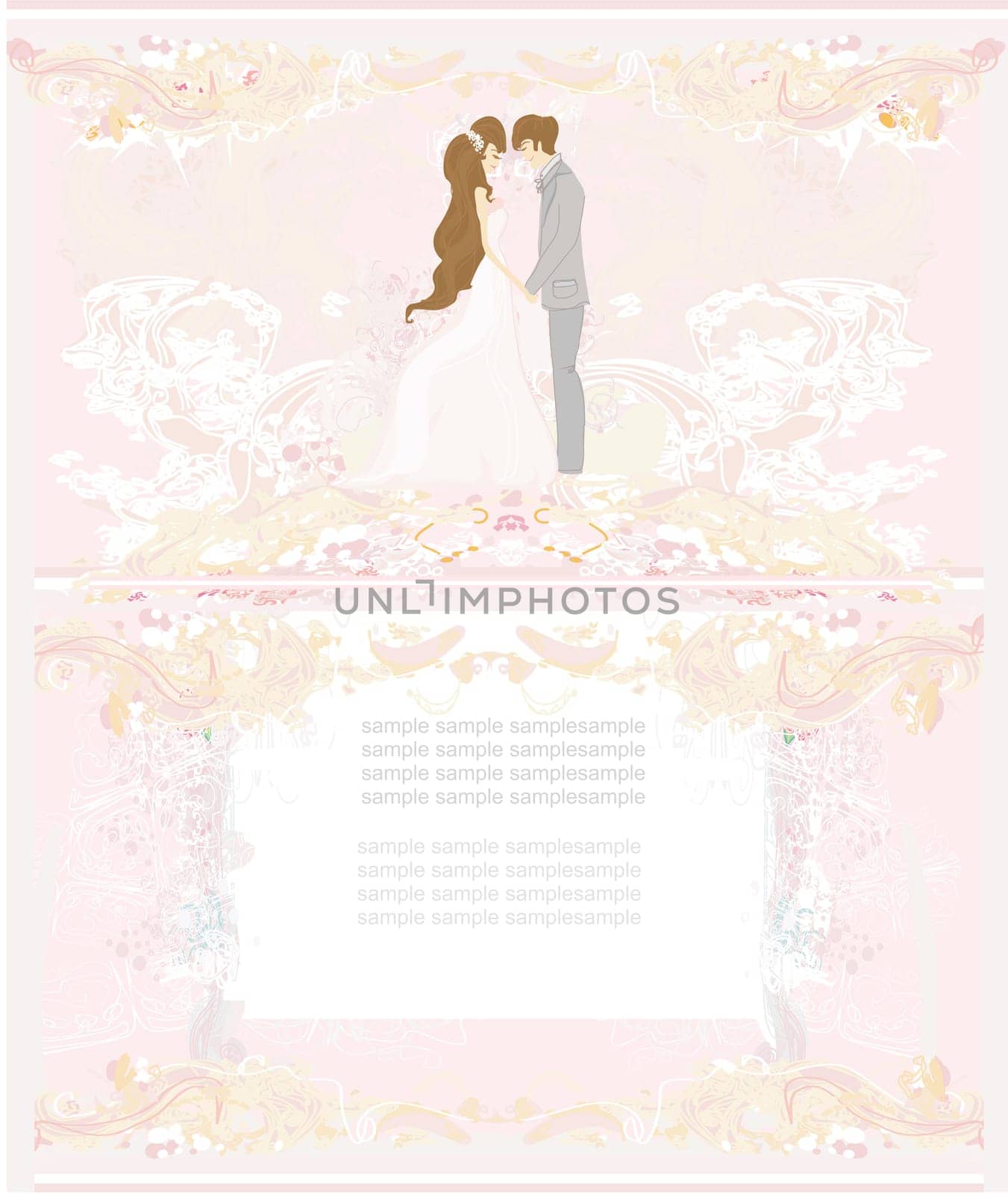 elegant wedding invitation with wedding couple