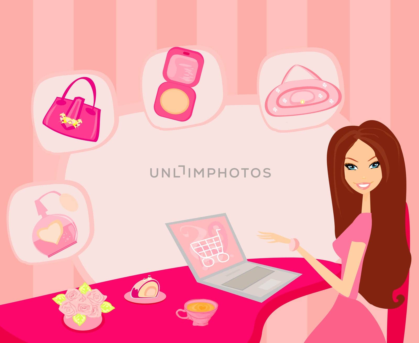 Online shopping girl