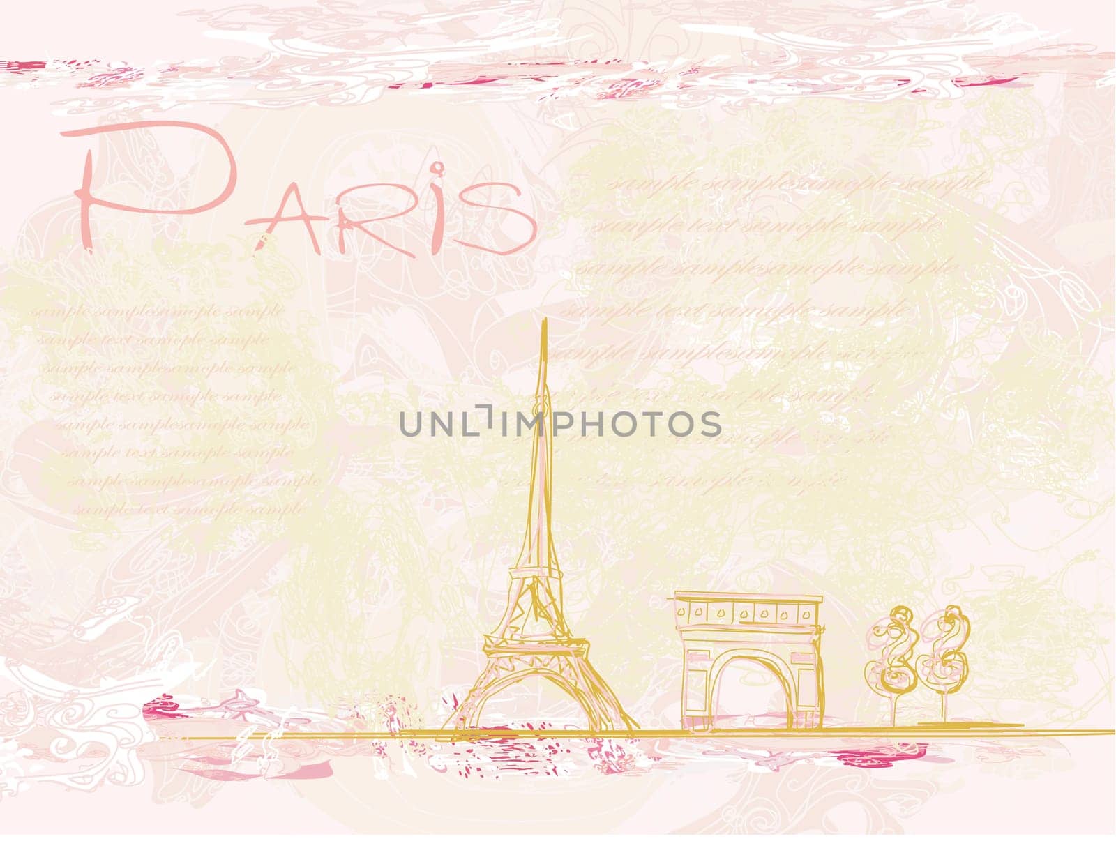 vintage retro Eiffel in Paris card