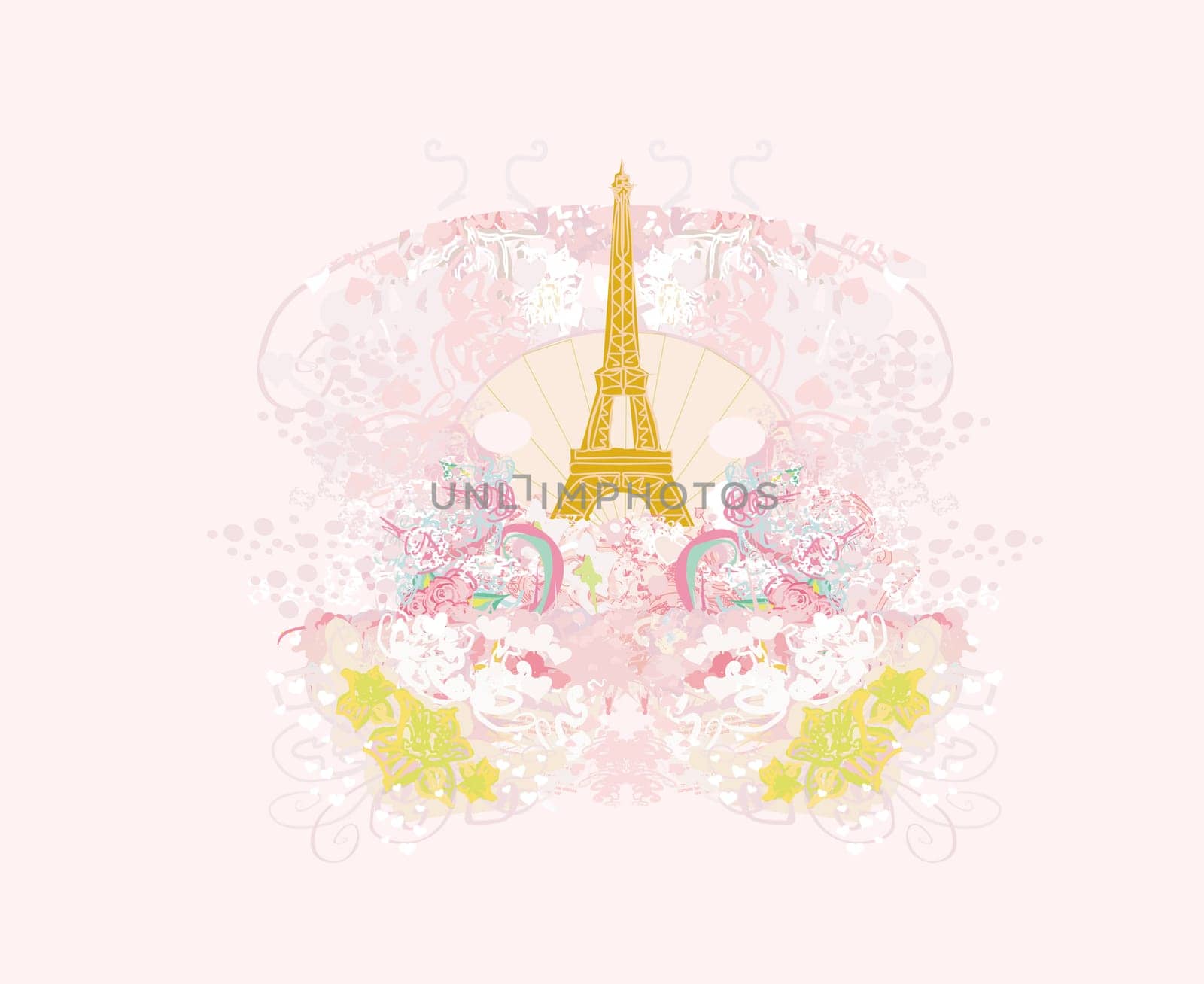 vintage retro Eiffel in Paris card