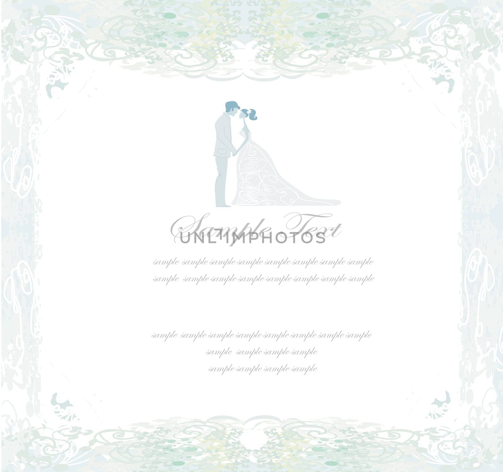 elegant wedding invitation with wedding couple