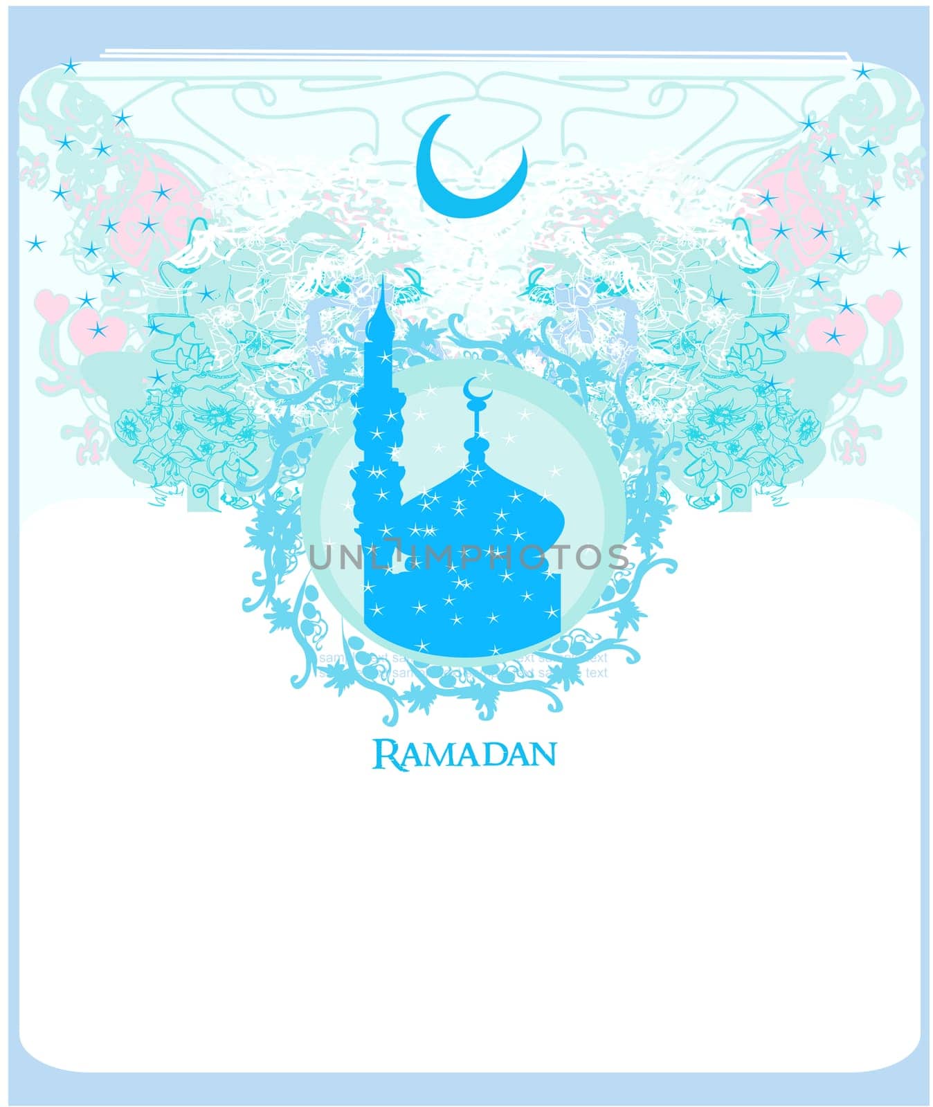 Ramadan background - mosque silhouette vector card