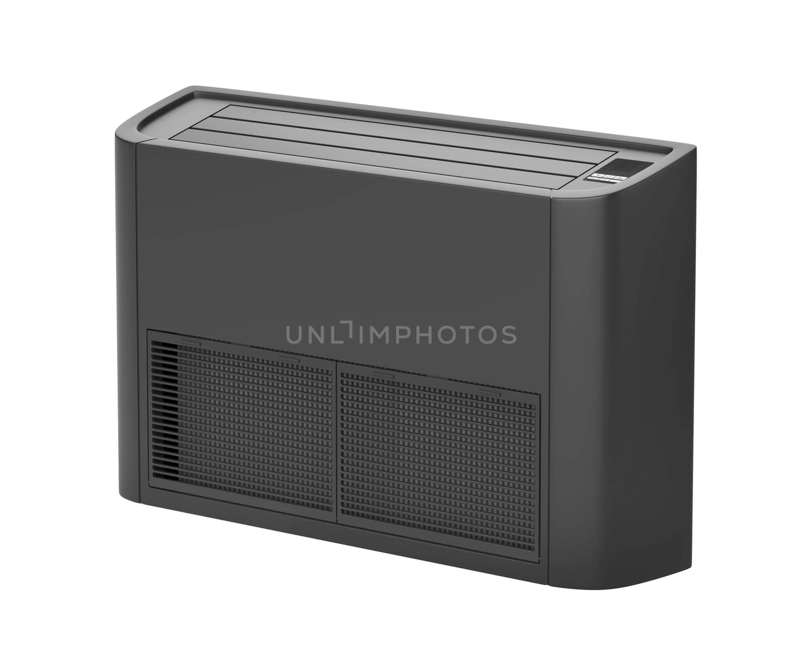 Black floor mounted air conditioner isolated on white background