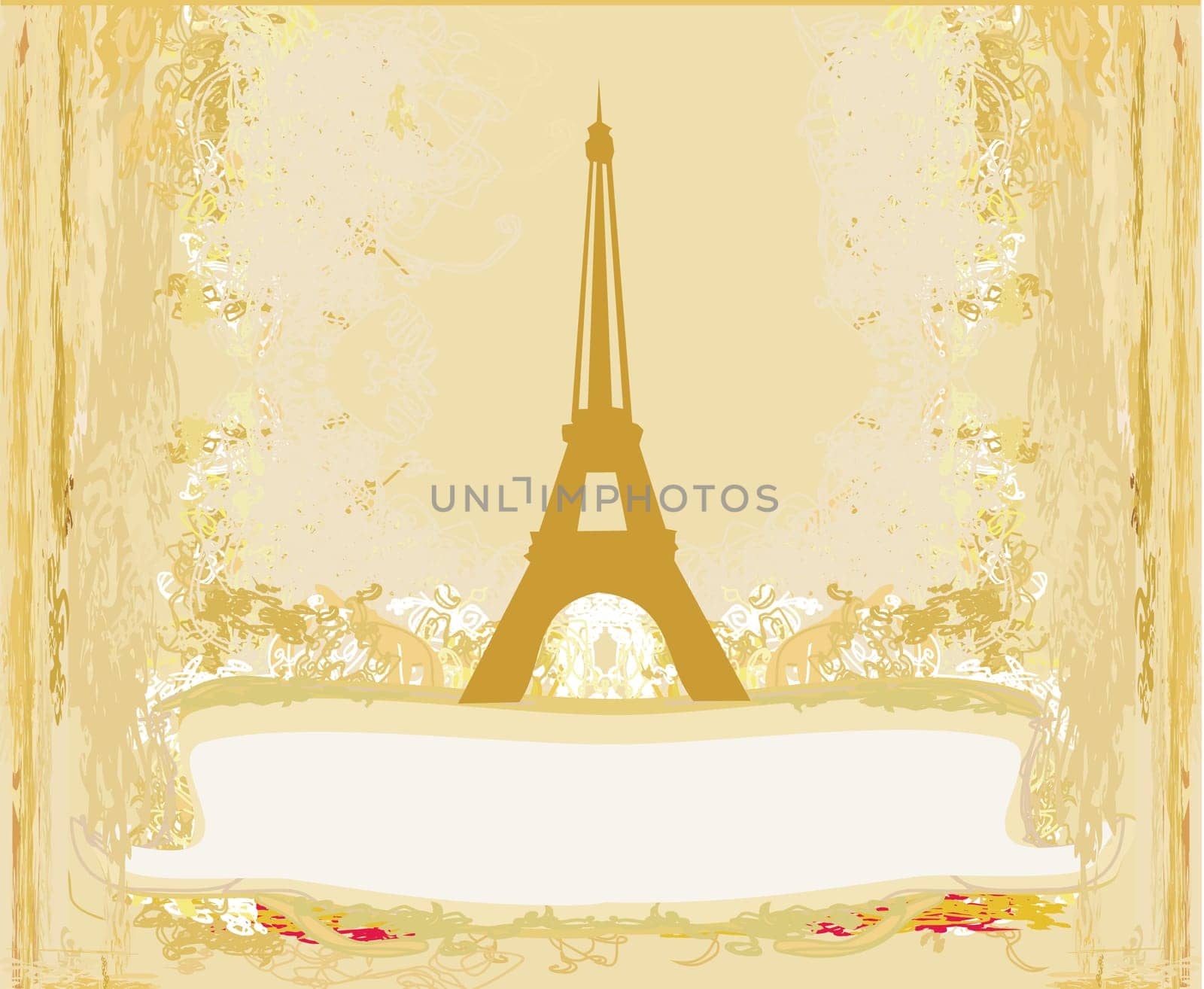 vintage retro Eiffel in Paris card