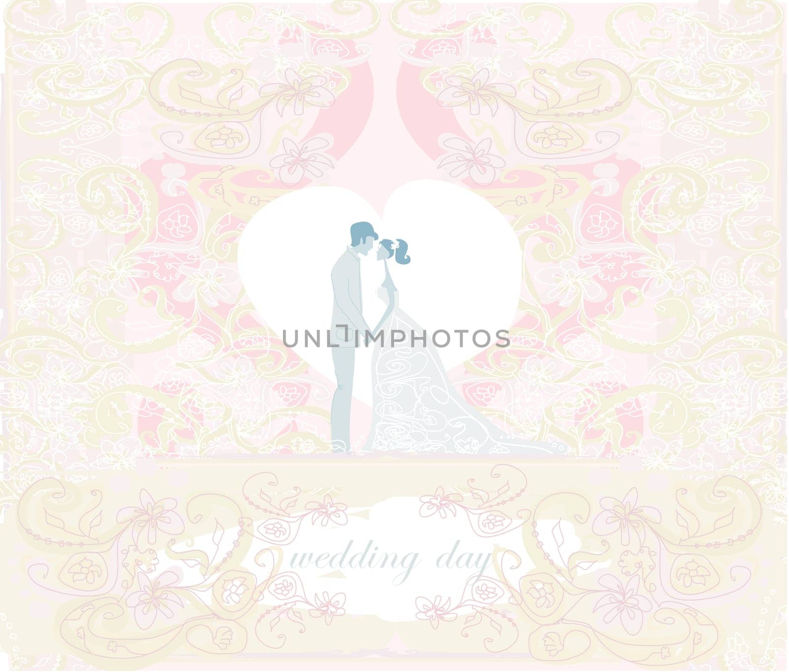 elegant wedding invitation with wedding couple