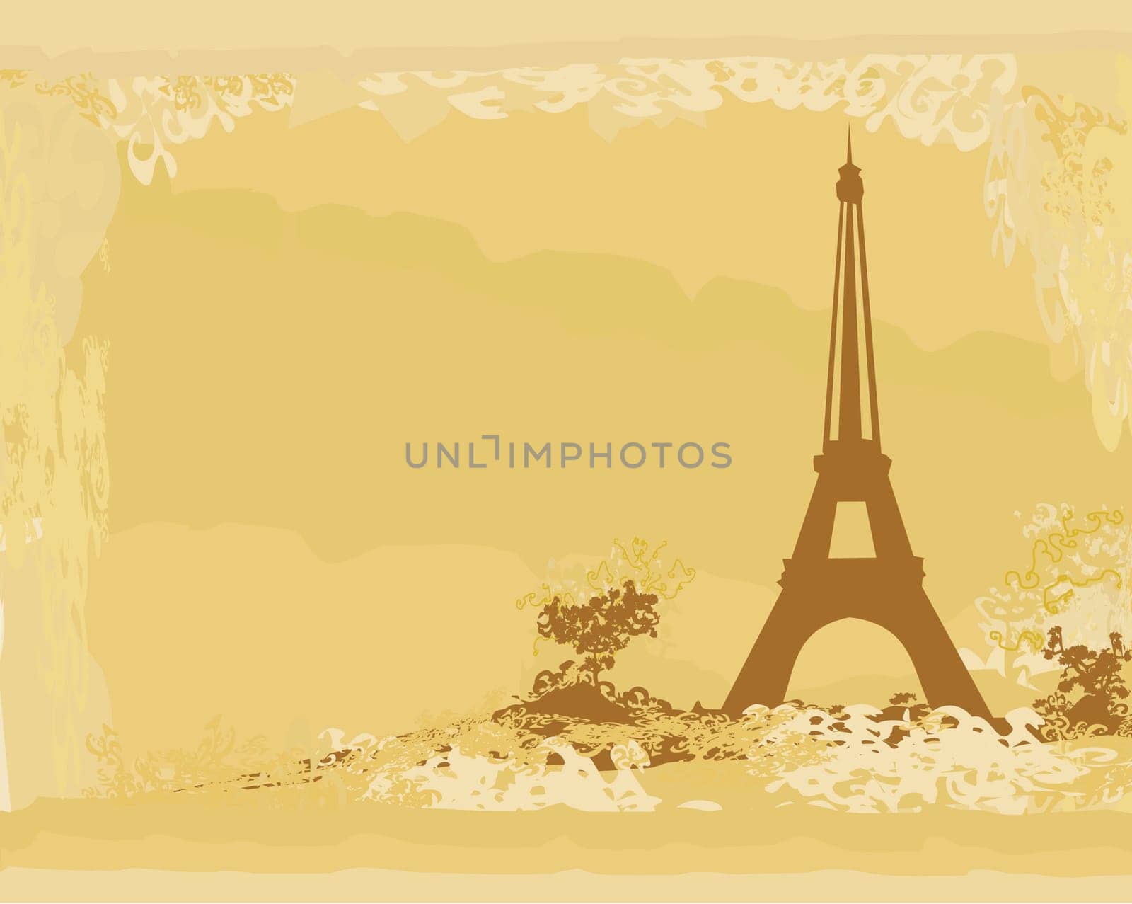 vintage retro Eiffel in Paris card