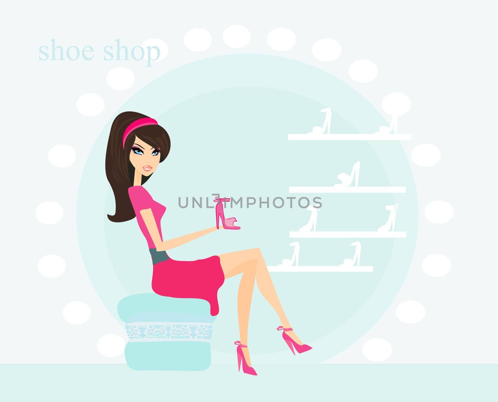Fashion girl shopping in shoe shop
