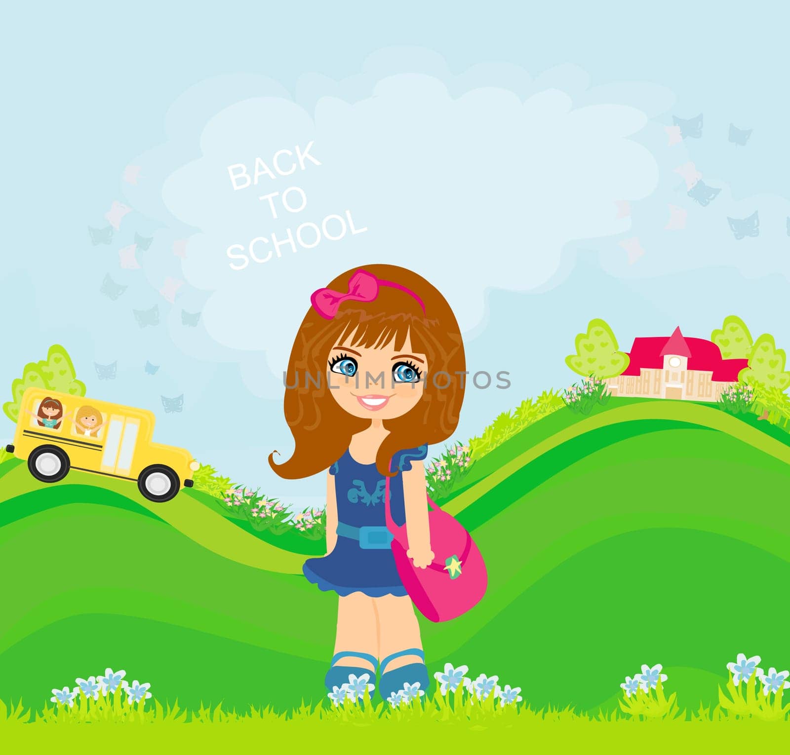 little girl going to school