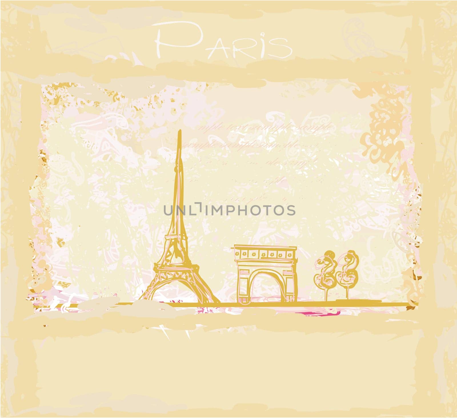 vintage retro Eiffel in Paris card
