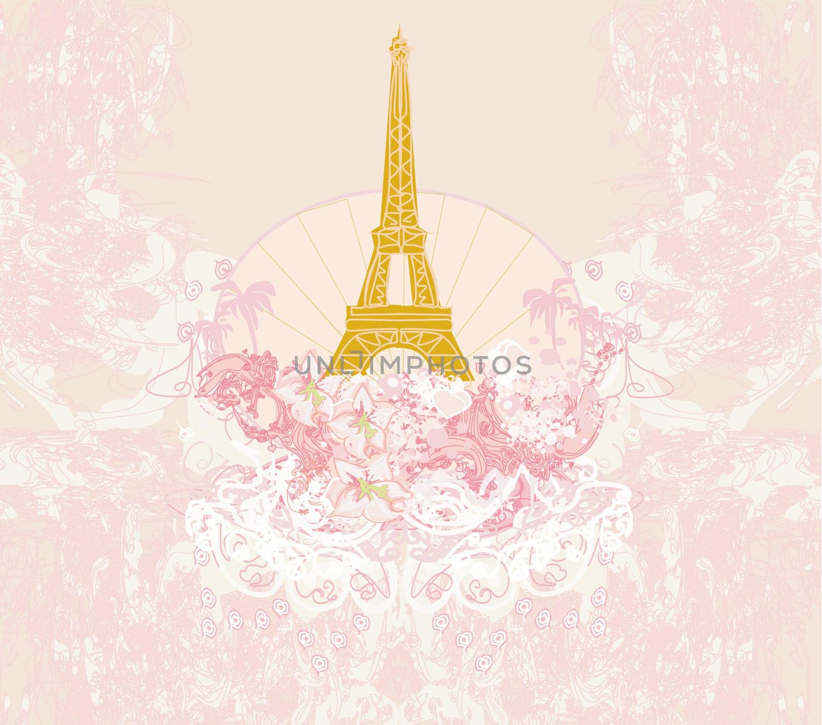 vintage retro Eiffel in Paris card