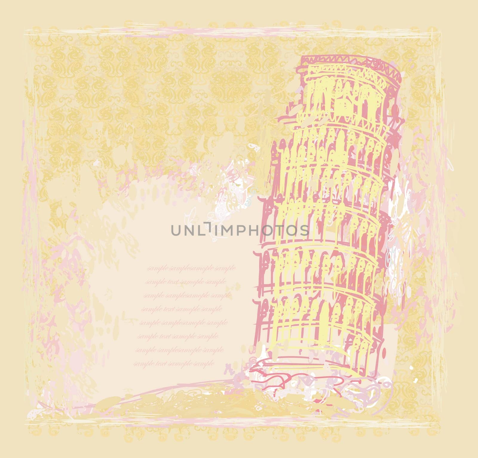 vintage vector pisa tower background