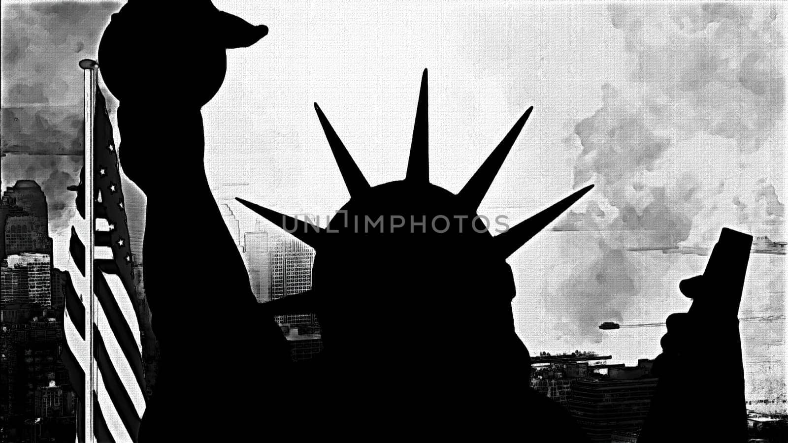 Statue of liberty hand draw digital art,Statue of liberty hand draw digital art