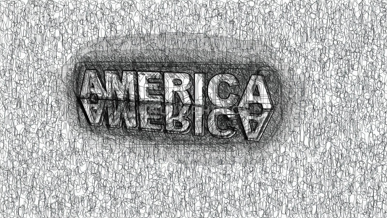 America text hand draw digital art,America text hand draw digital art