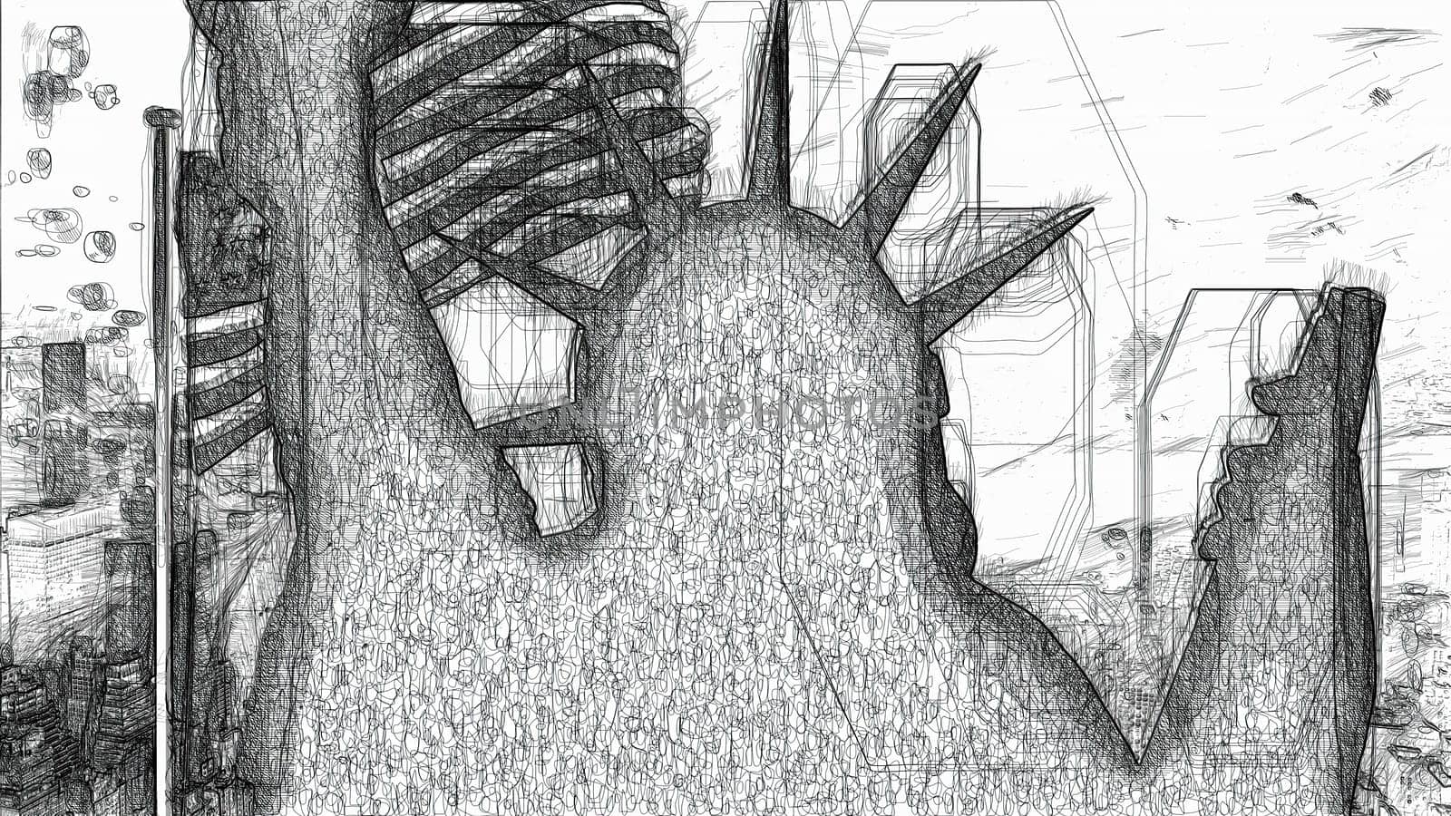 Statue of liberty hand draw digital art,Statue of liberty hand draw digital art