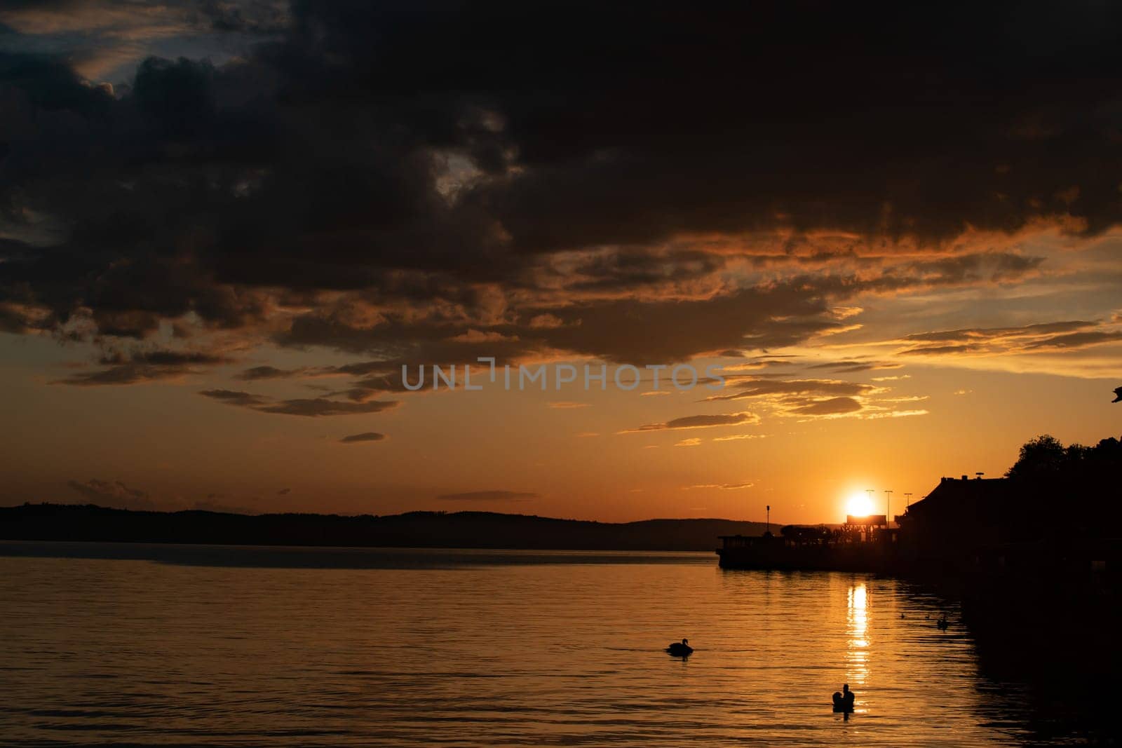 Idyllic Sunset in Meersburg at Lake Constance, Germany