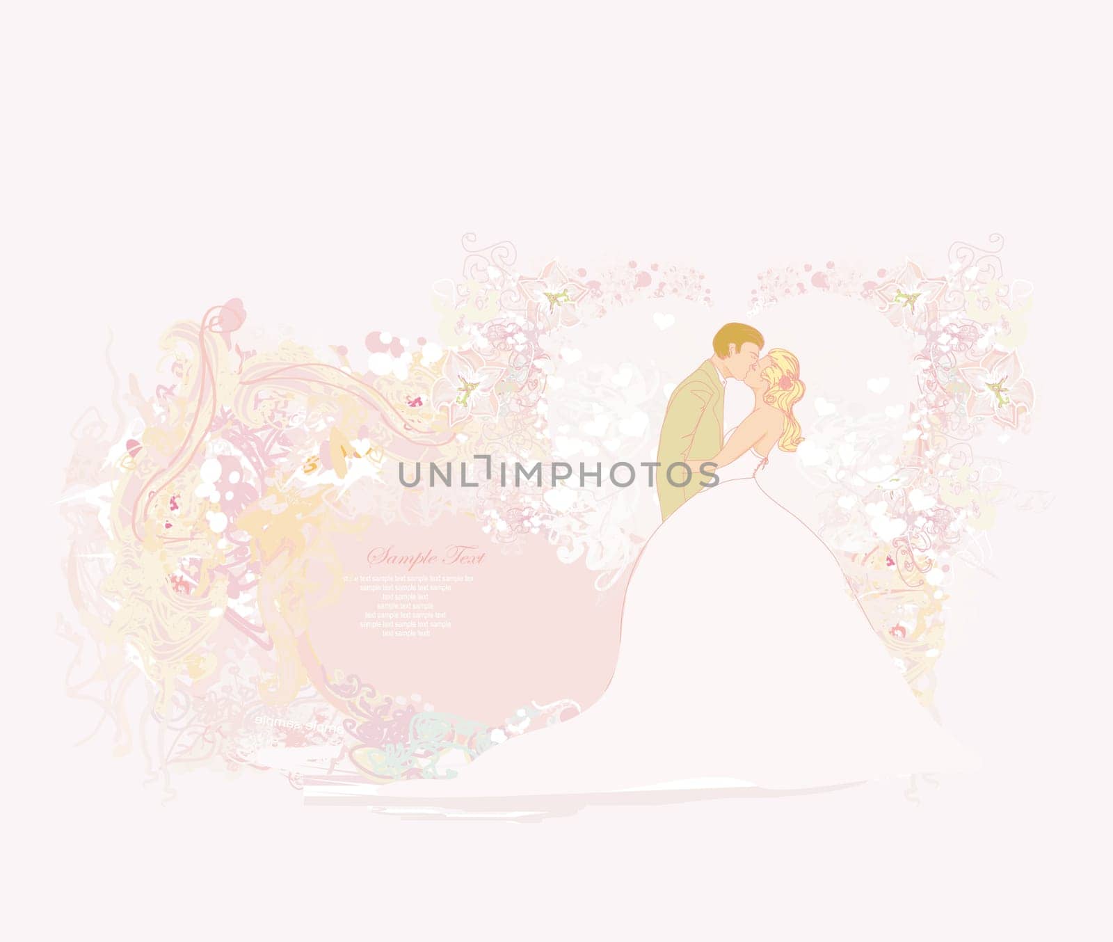 elegant wedding invitation with wedding couple