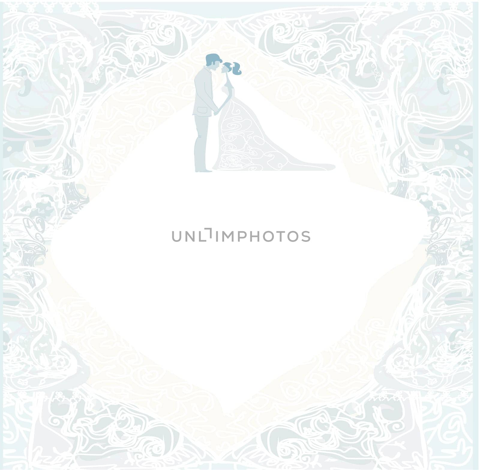 elegant wedding invitation with wedding couple