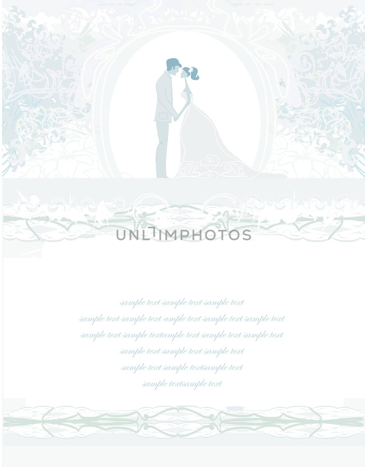 elegant wedding invitation with wedding couple
