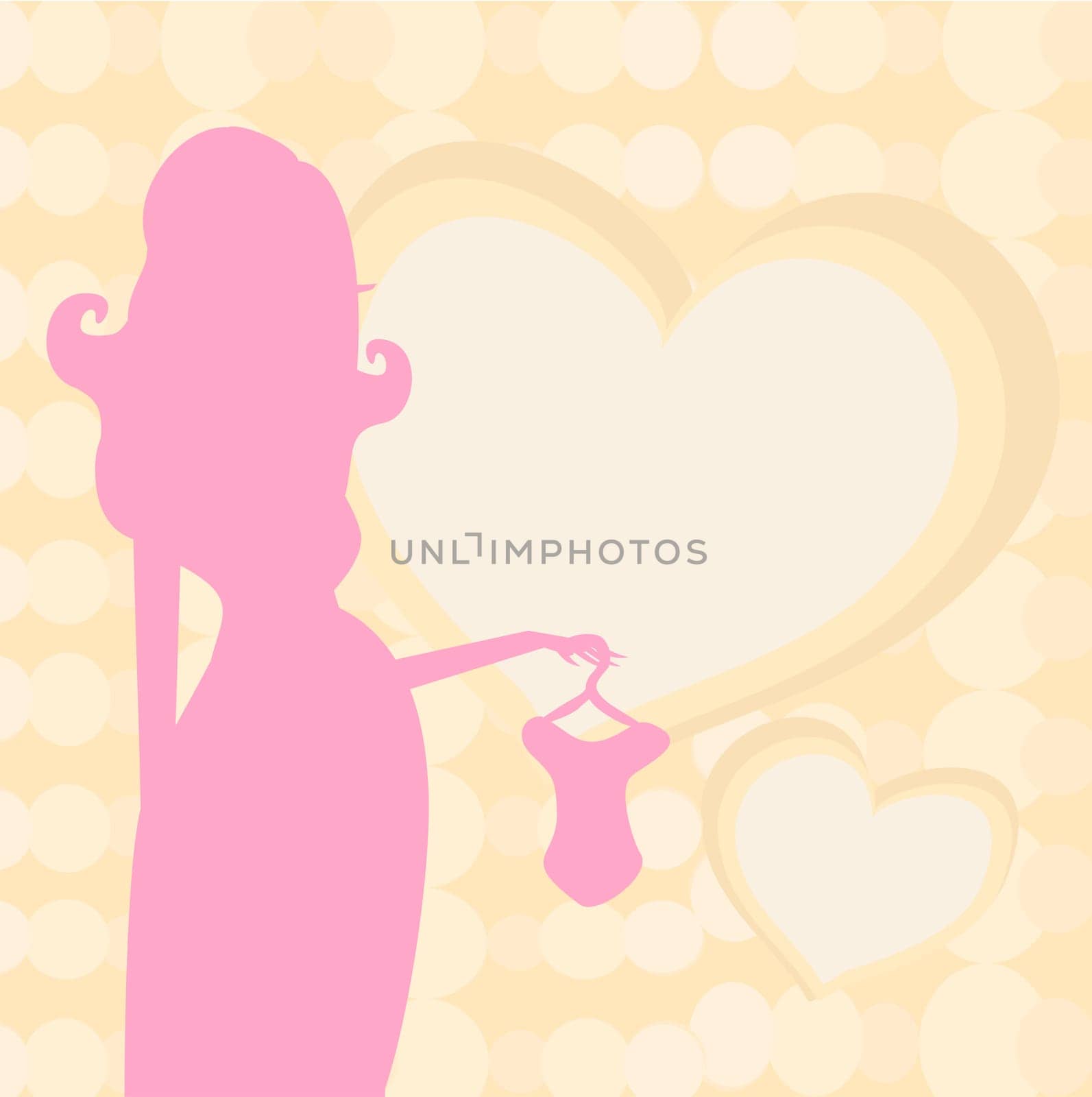 pregnant woman silhouette on shopping for her new baby- abstract background